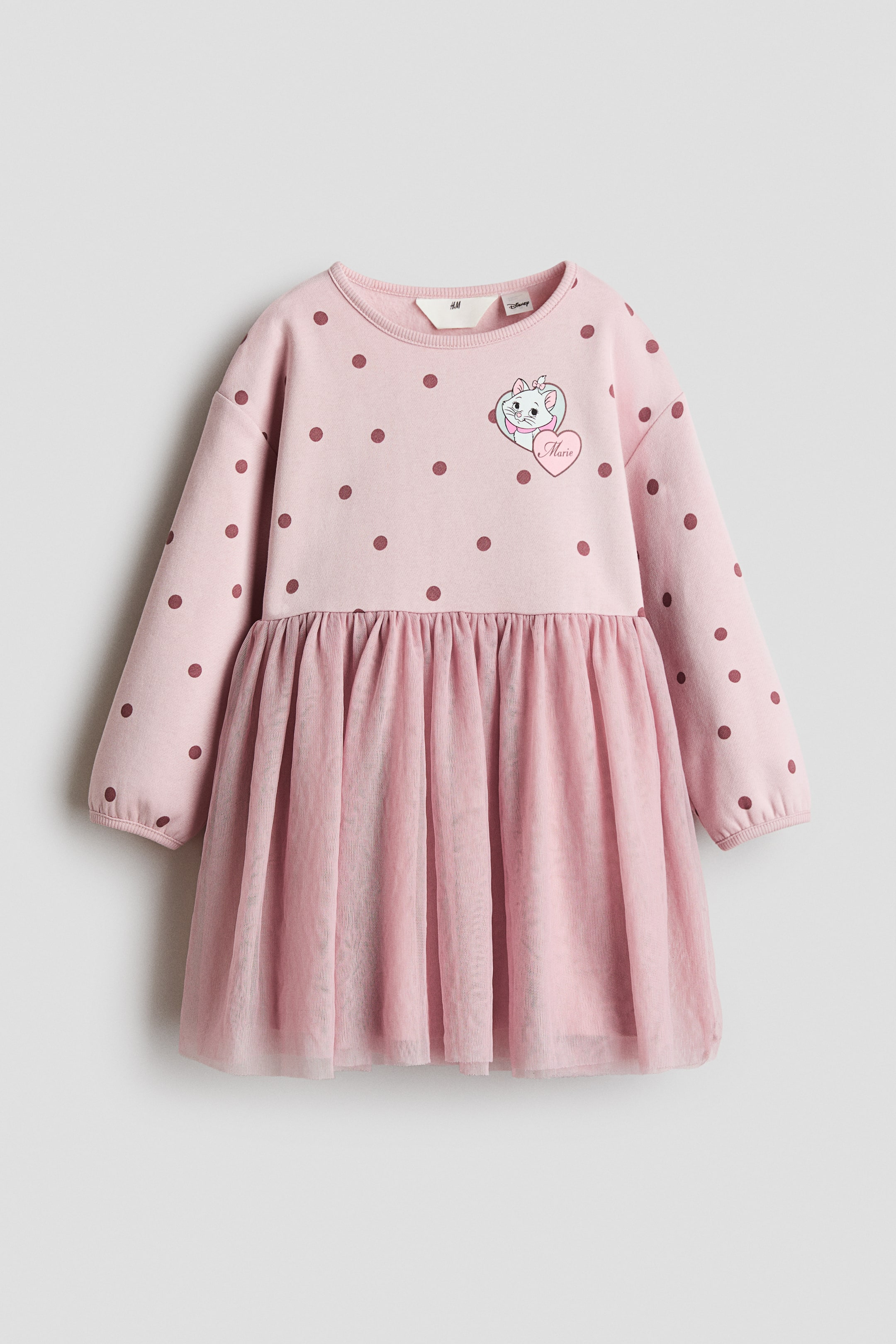 View larger image: Printed mesh-skirt sweatshirt dress - Light pink/Aristocats - Kids | H&M 1