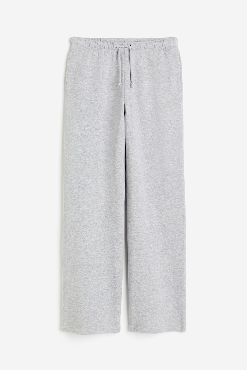 Wide-leg Joggers - Regular waist - Long - Light gray melange - Ladies ...