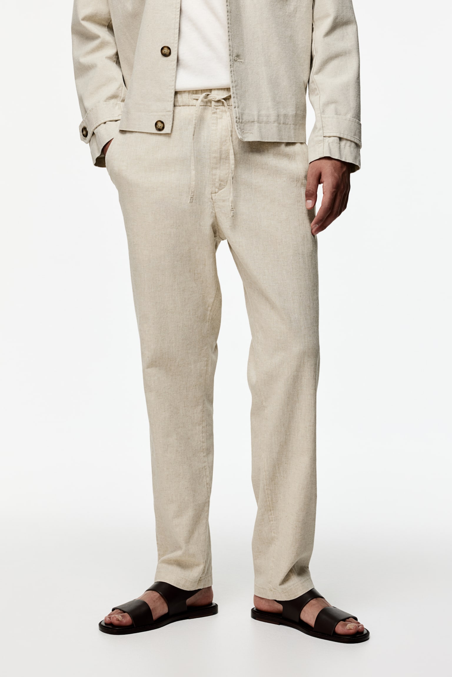 Regular Fit Linen-blend trousers - White marl/White/Grey/Black - 3