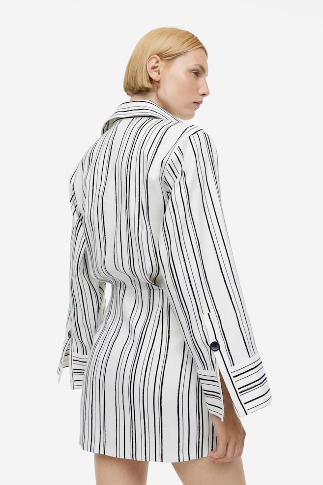 Linen-blend shirt dress - White/Striped - 6