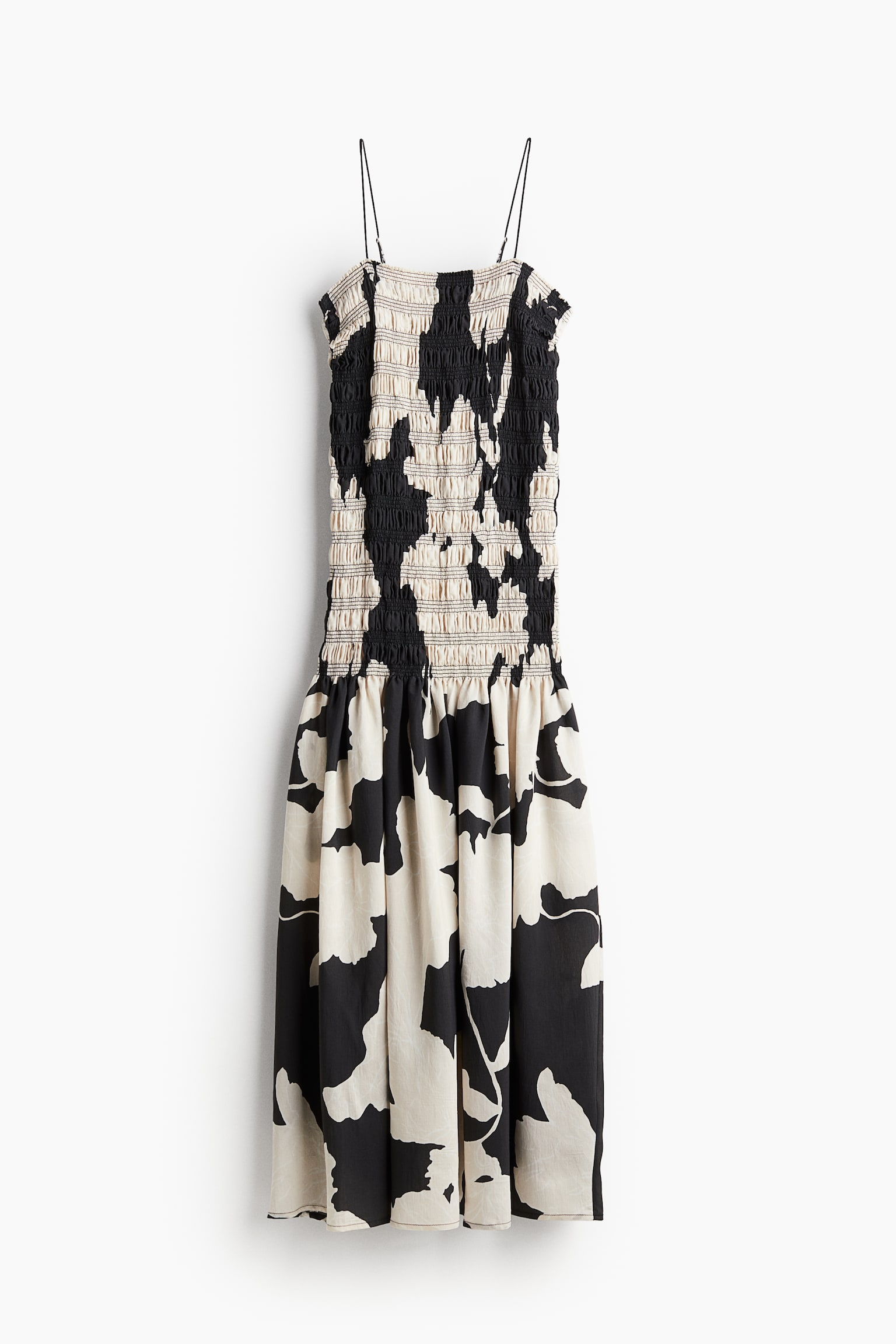 Smock Maxi Dress - Black/Floral/Black/Light pink - 2