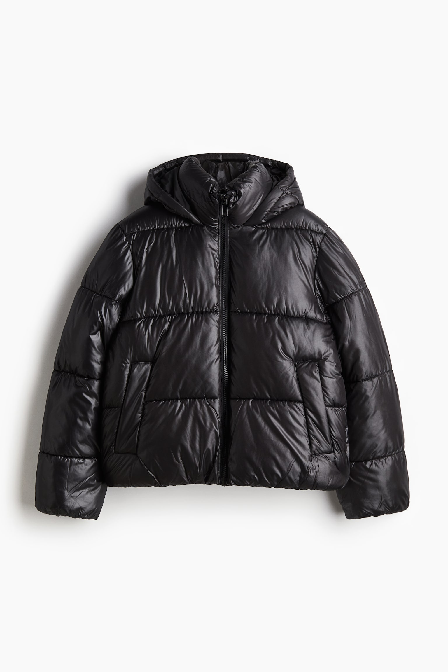 Hooded Puffer Jacket - Black/Natural white - 2