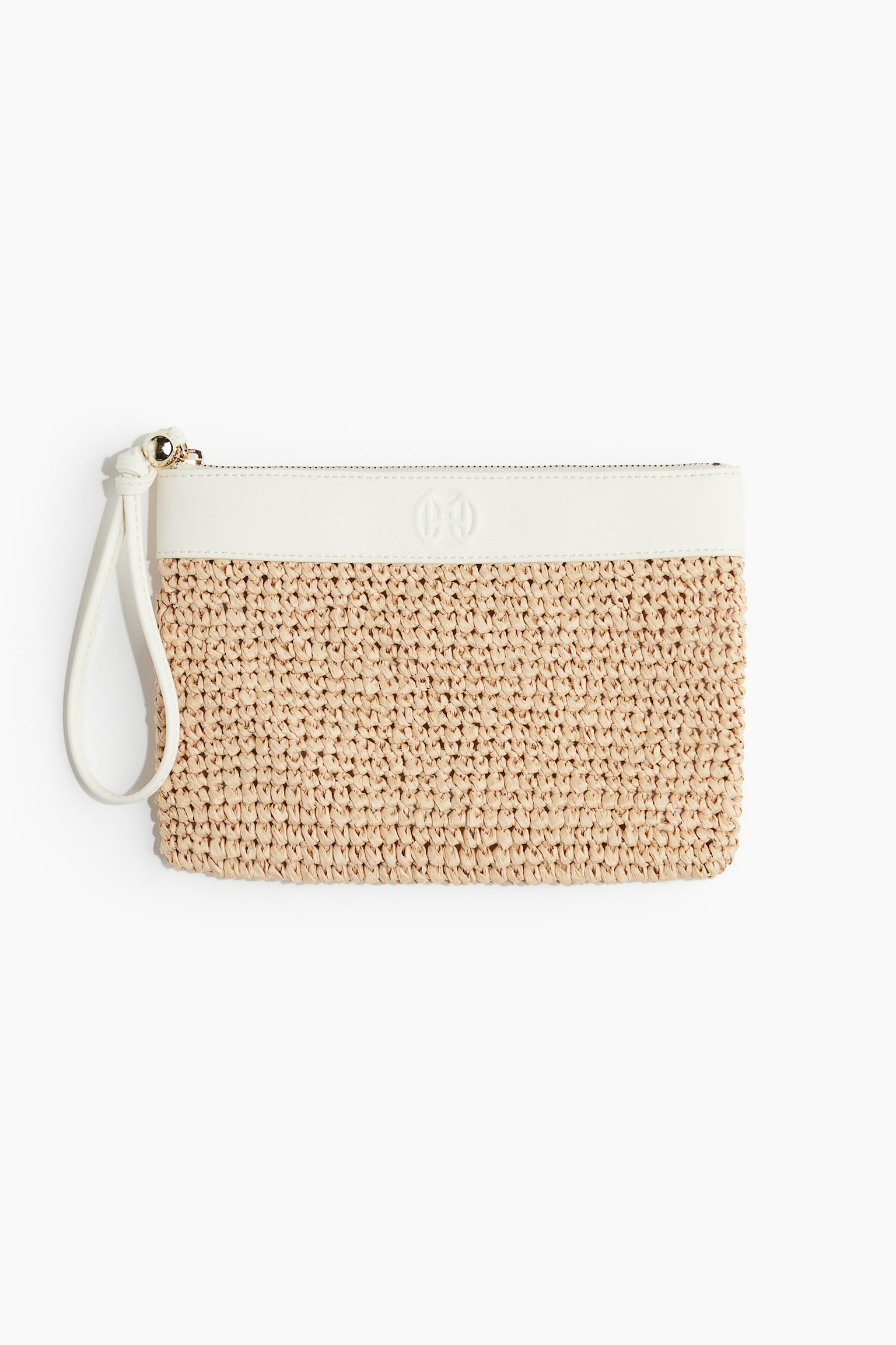 Straw Clutch - Beige/White - 1