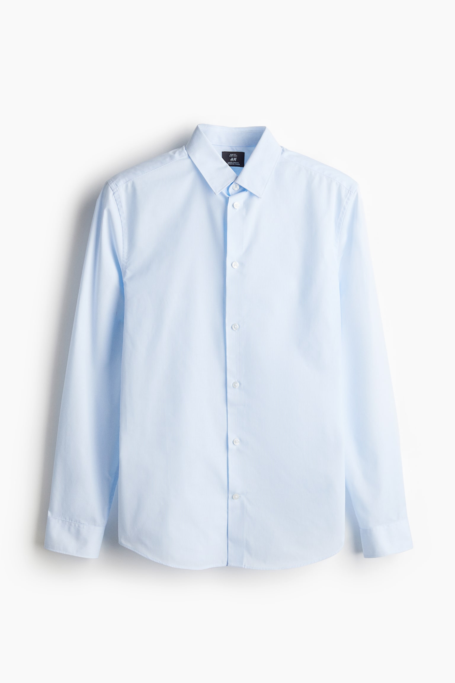 Slim Fit Easy-iron shirt - Light blue/Striped/White/Navy blue/Black/Light blue - 2