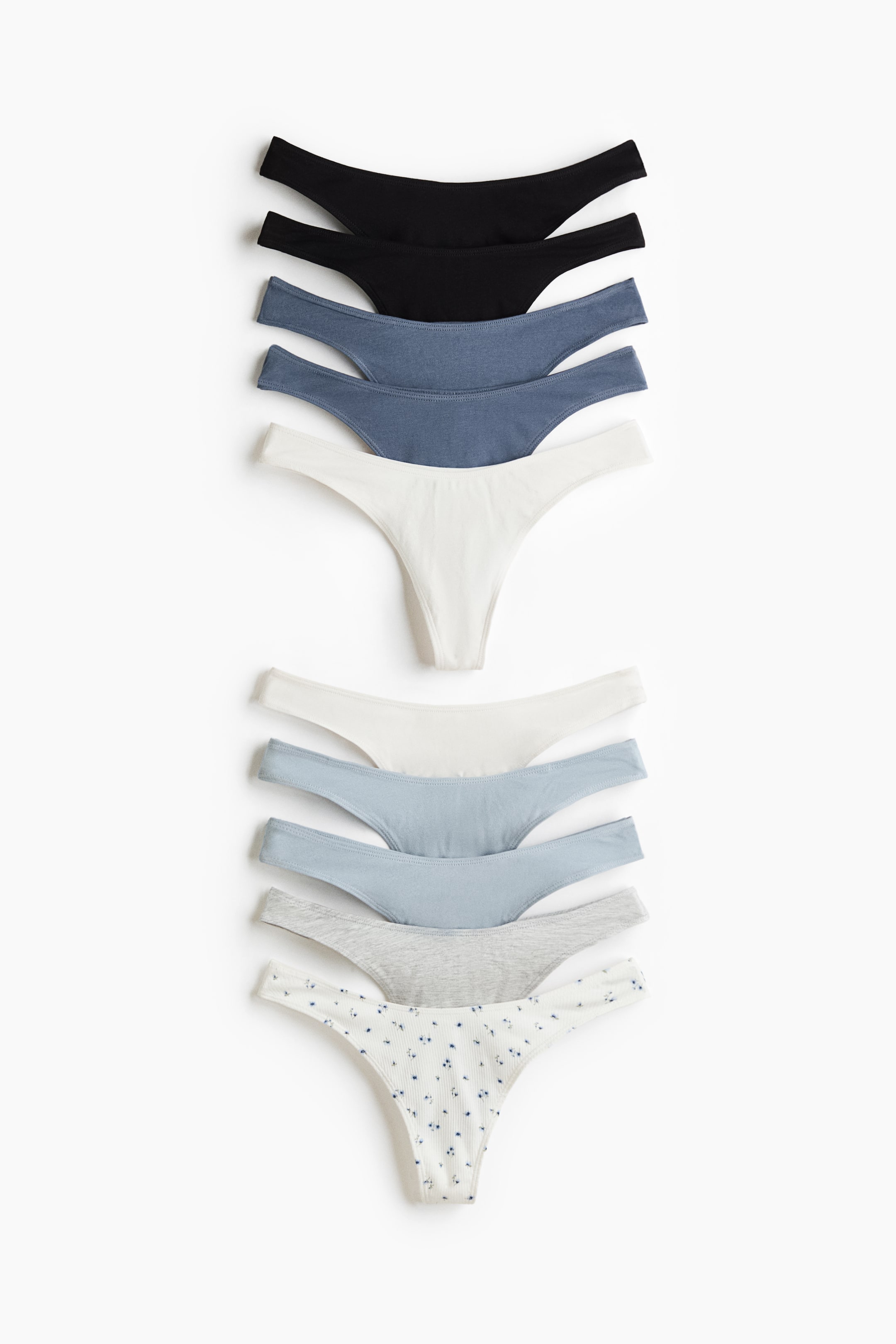 View larger image: 10-pack cotton thong briefs - Blue/Floral - Ladies | H&M 1