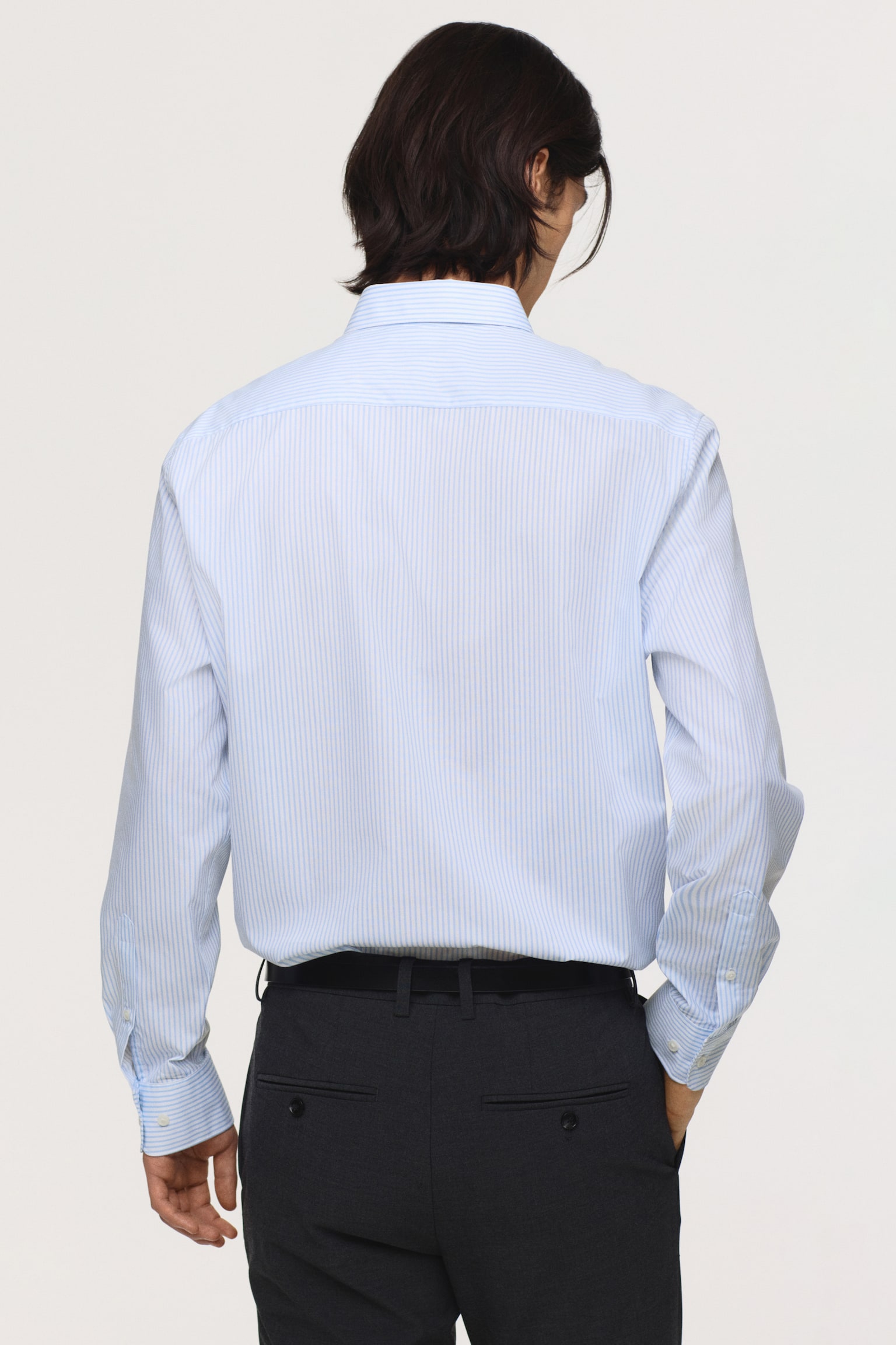 Regular Fit Easy-iron shirt - Light blue/Striped/Light blue/Black/White - 3