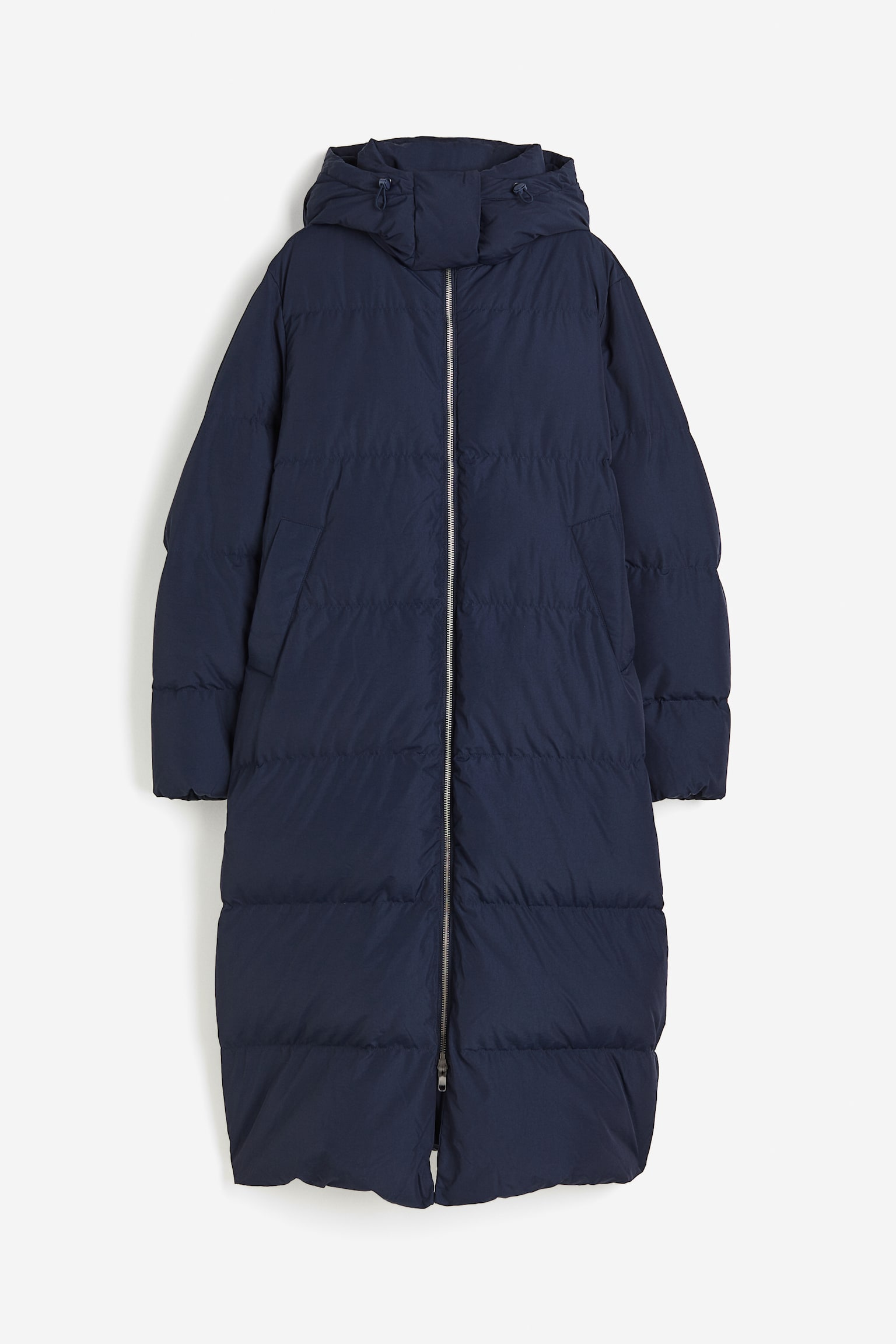 Water-repellent puffer down coat - Navy blue/Black - 1