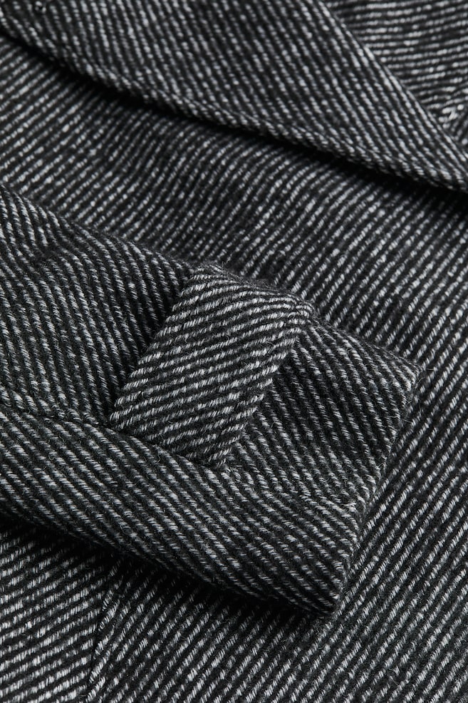 Tie-belt twill coat - Black/Striped - 4