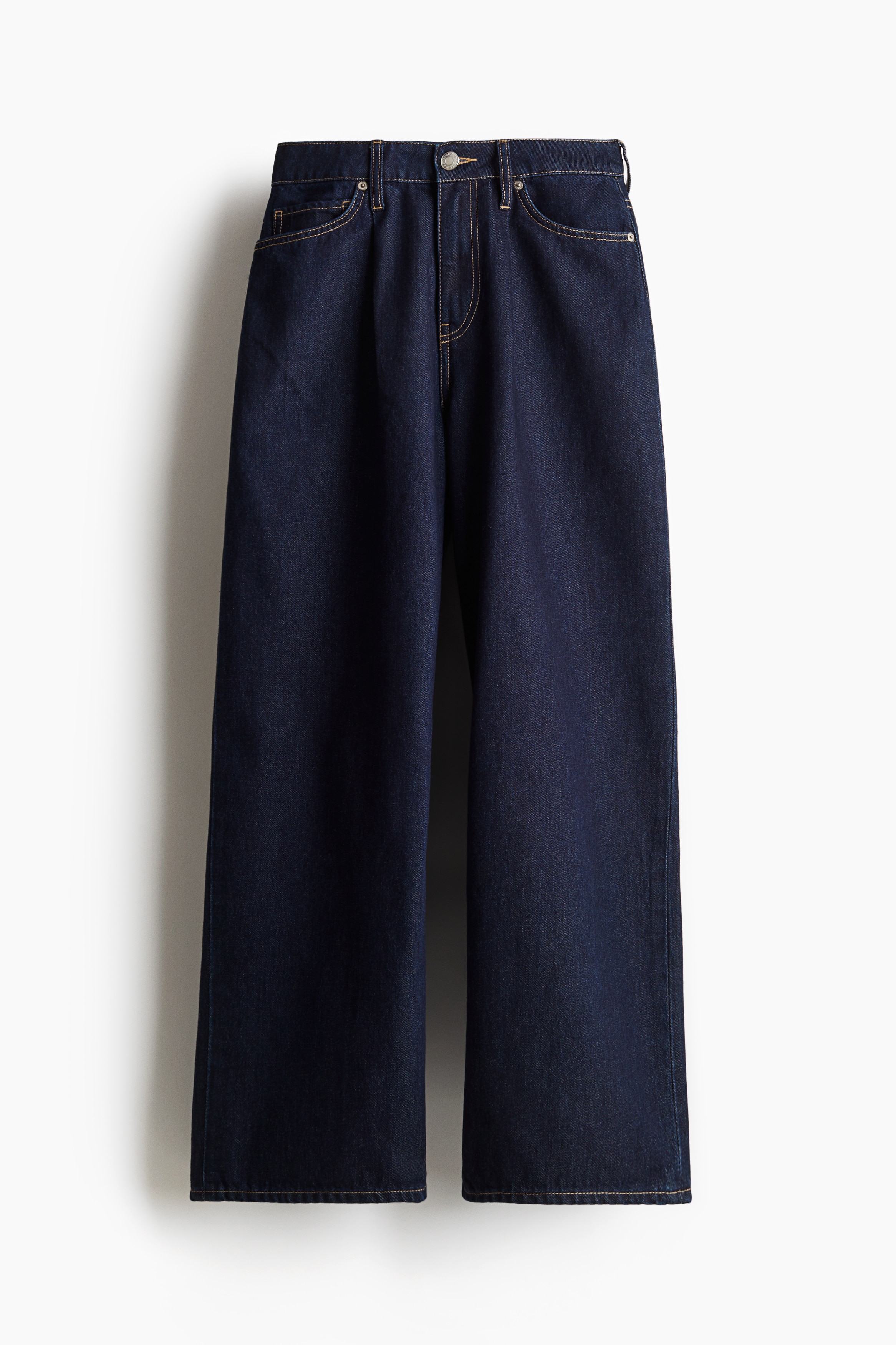 Ladies - Dark denim blue Wide denim trousers - Size: 6  - H&M