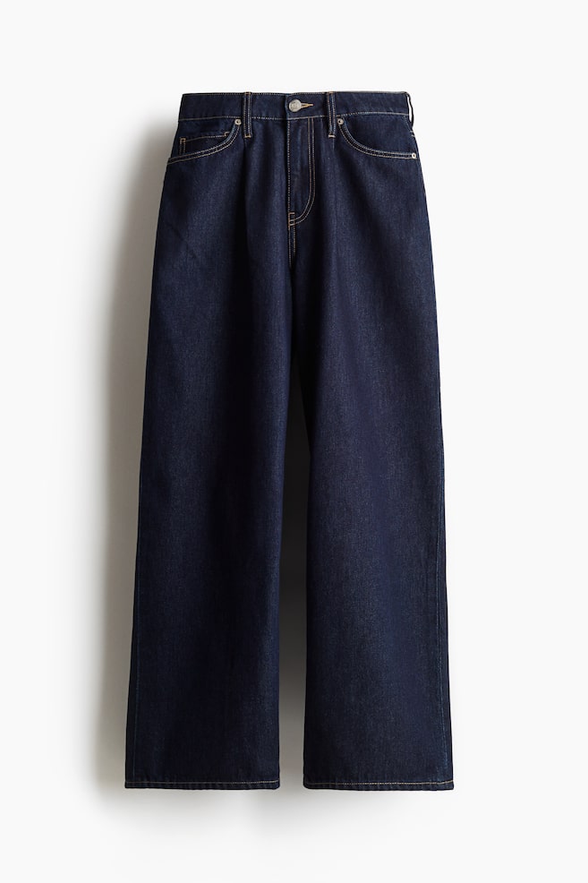 Wide denim trousers - Dark denim blue - 1