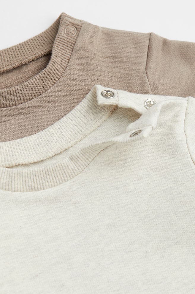 2-pak sweatshirts i bomuld - Muldvarp/Naturhvidmeleret/Blå/Lysegråmeleret - 2