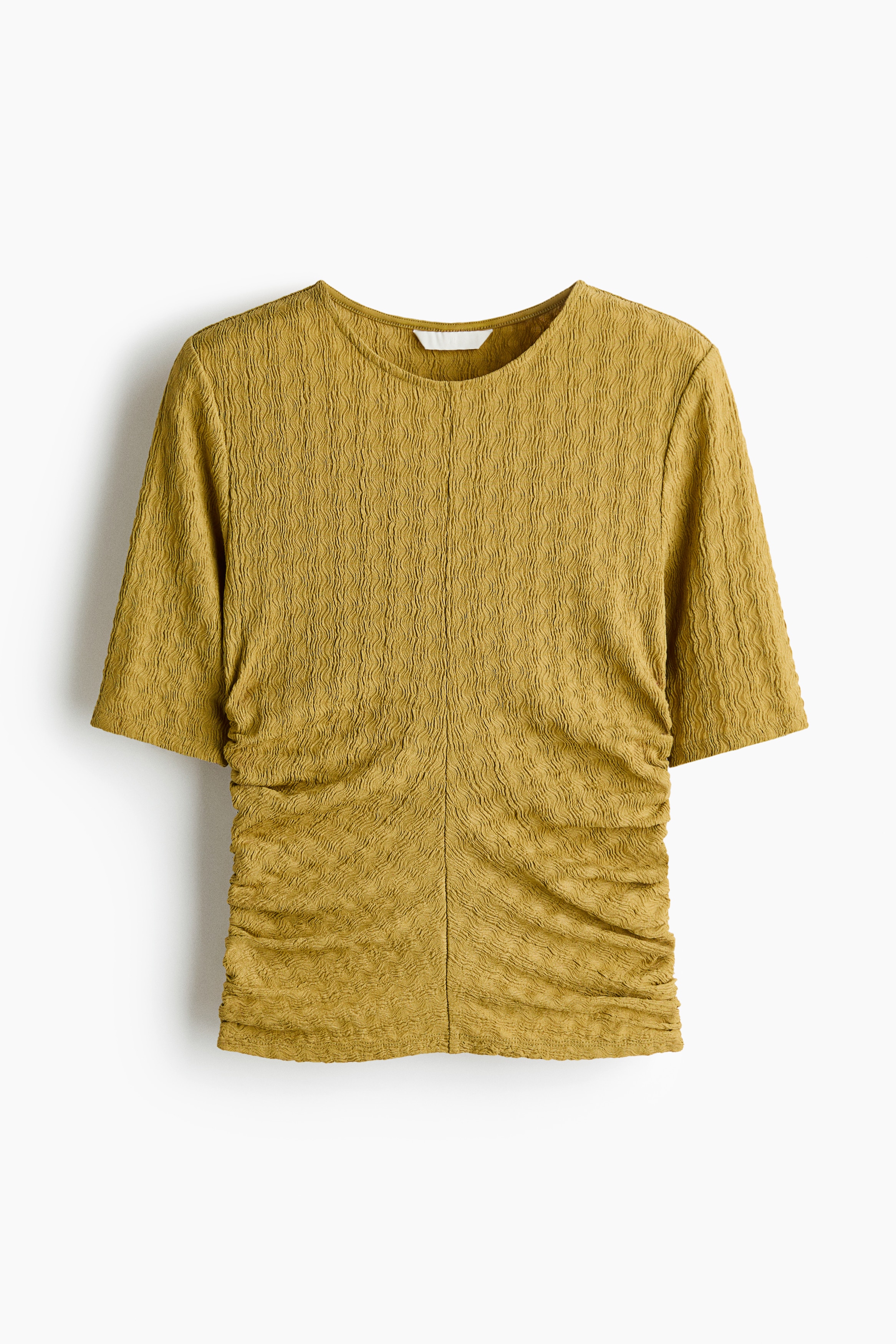 Crinkled ruched top - Mustard yellow/Light brown