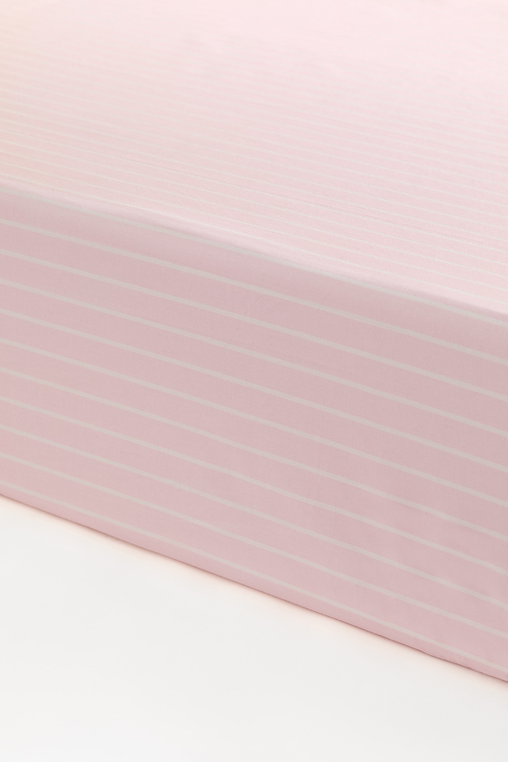 Ampliar la imagen: Sábana ajustable para cuna en percal de algodón - Rosa claro/Franjas - Home All | H&M MX 1
