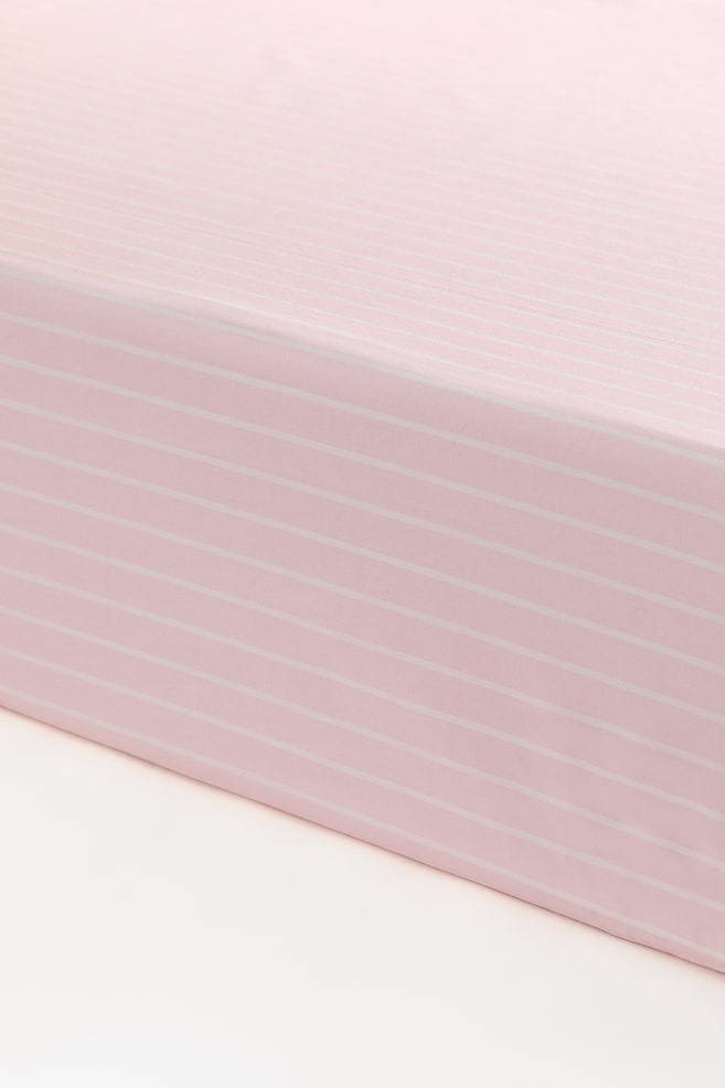 Cotton Percale Fitted Crib Sheet - Light pink/striped - 1