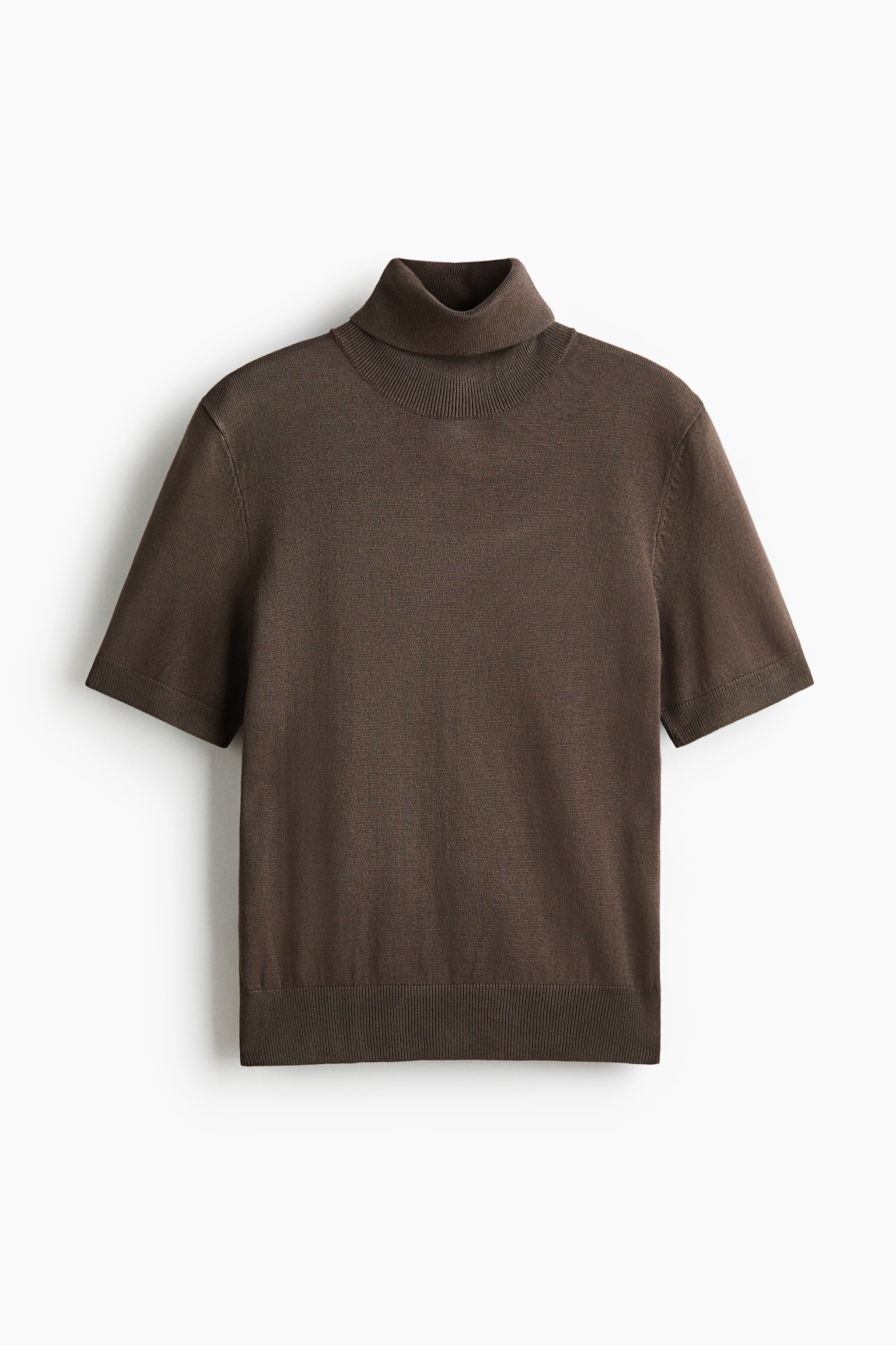 Fine-Knit Turtleneck Top - Dark mole/Black/Dark grey marl - 1