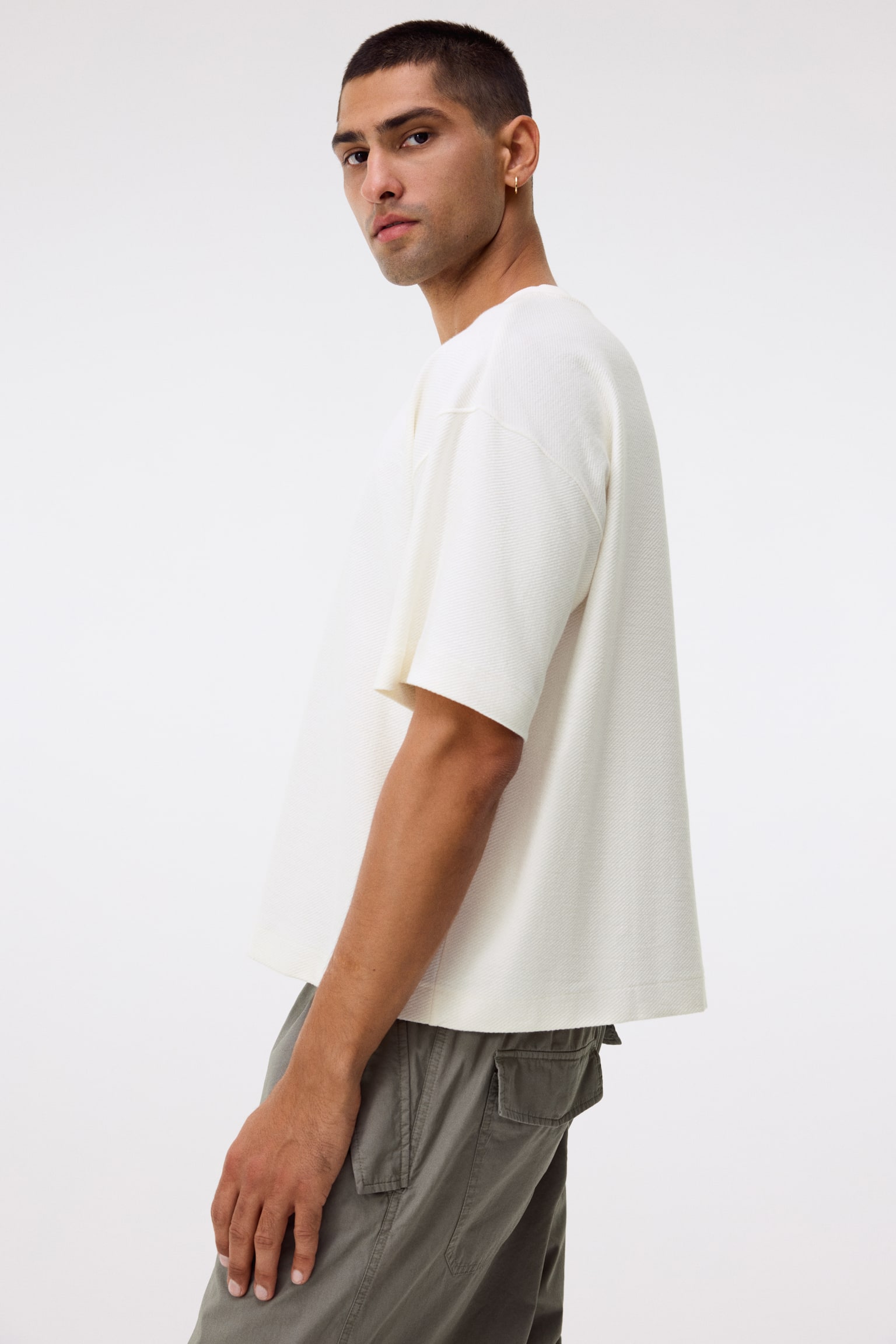 加大碼棉質T恤 - 白色/咖啡色/黑色 - 5