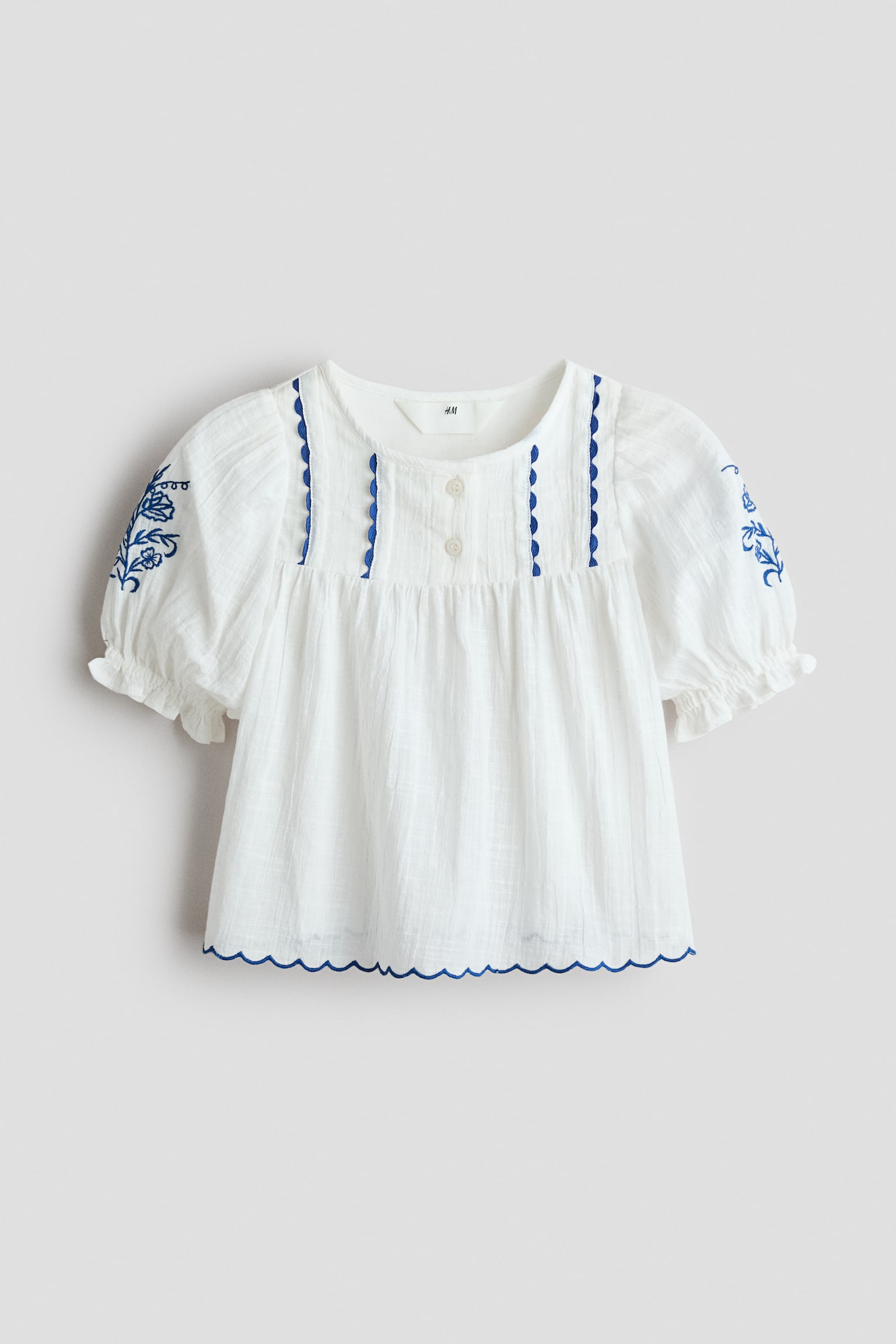 Embroidered cotton blouse - White - 2