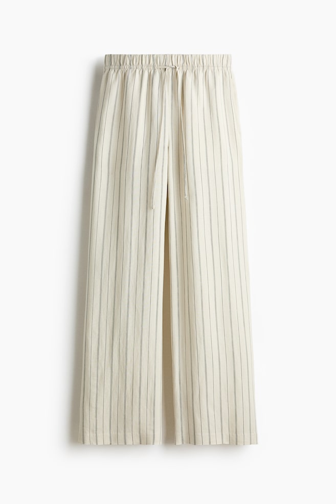Linen-blend trousers - White/Striped/Light pink - 1