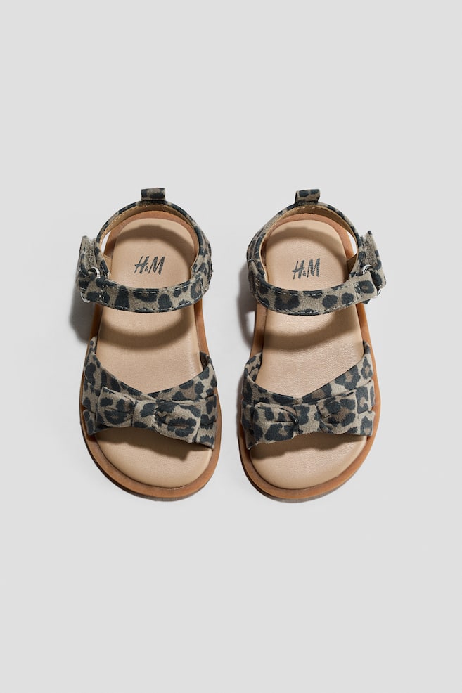 Appliquéd Strappy Sandals - Beige/leopard print/Cream/butterfly - 1