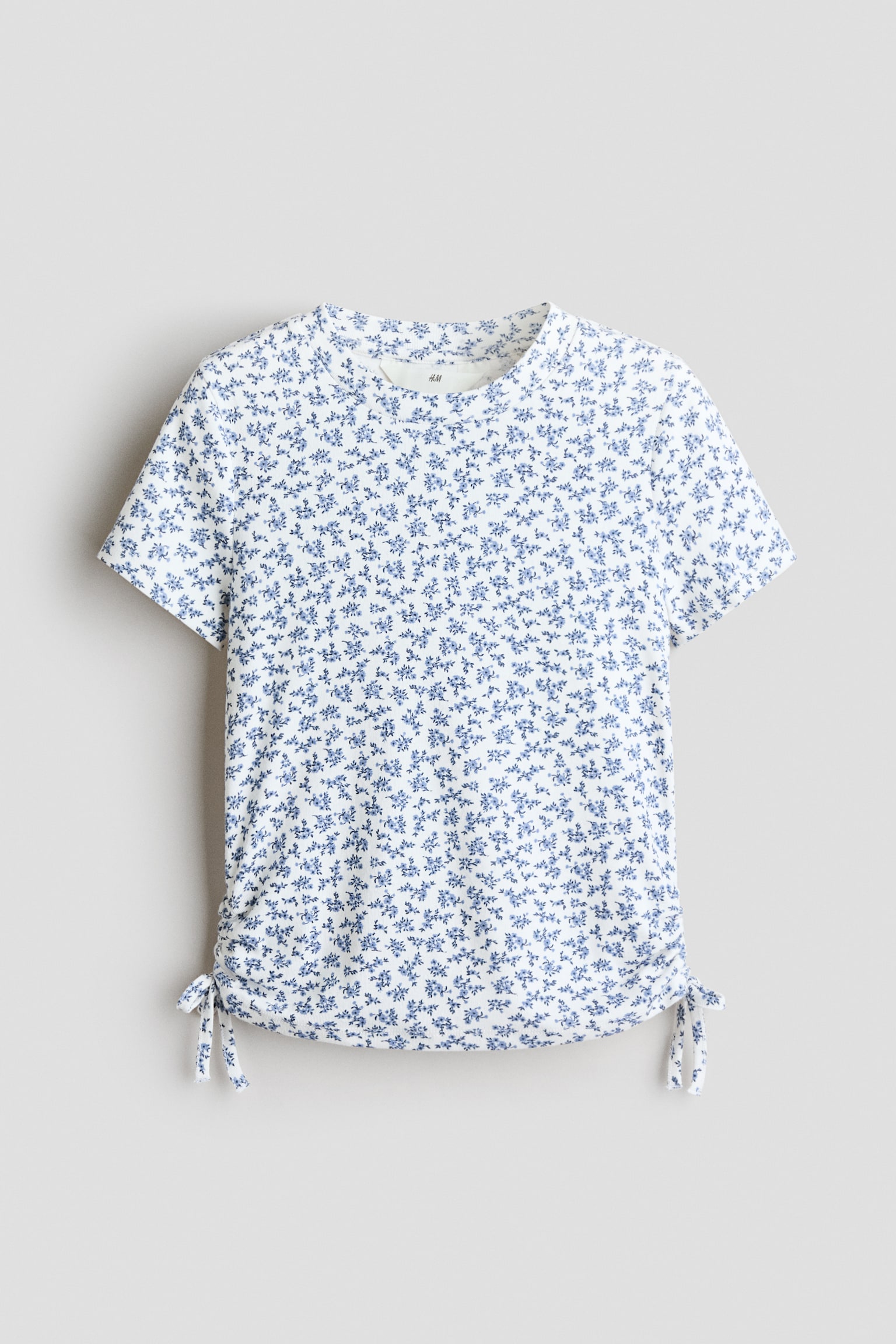 Top de algodón con cordones de ajuste - Blanco/Floral/Turquesa/Blanco/Lunares