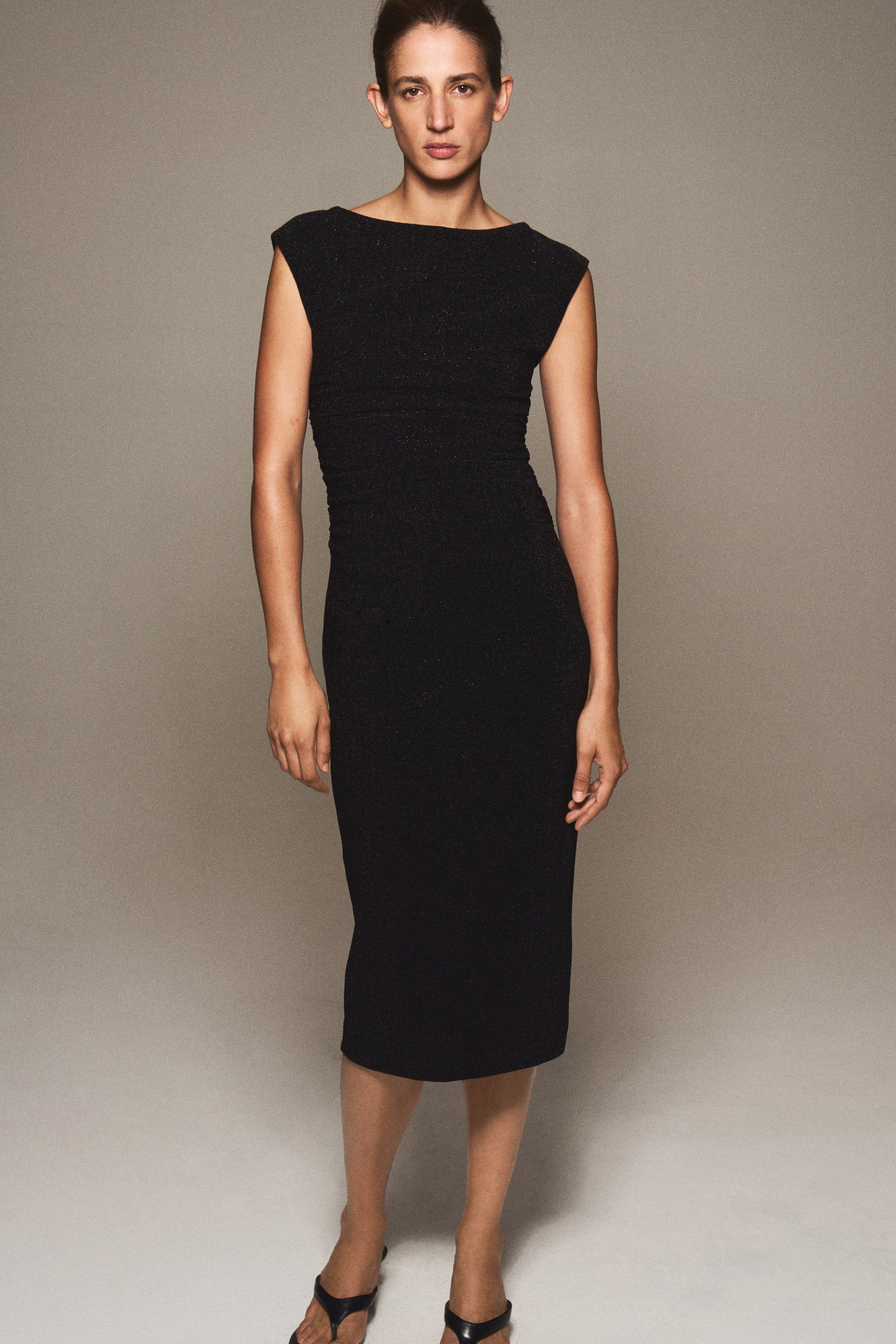 View larger image: Glittery boat-neck dress - Black - Ladies | H&M 1