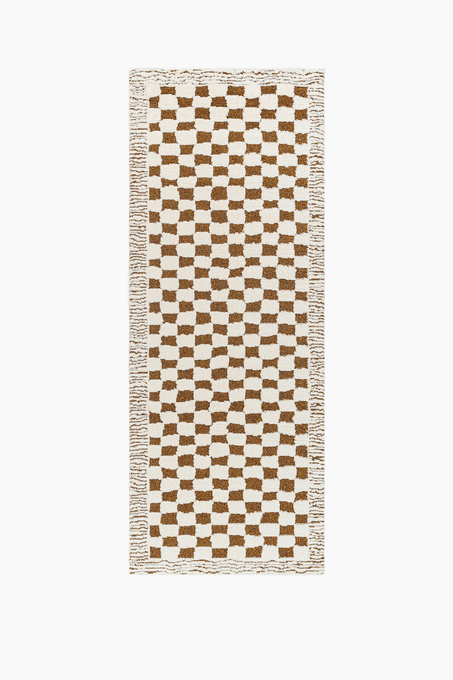 Freud Modern High Pile Checkboard Rug - Brown/Ivory