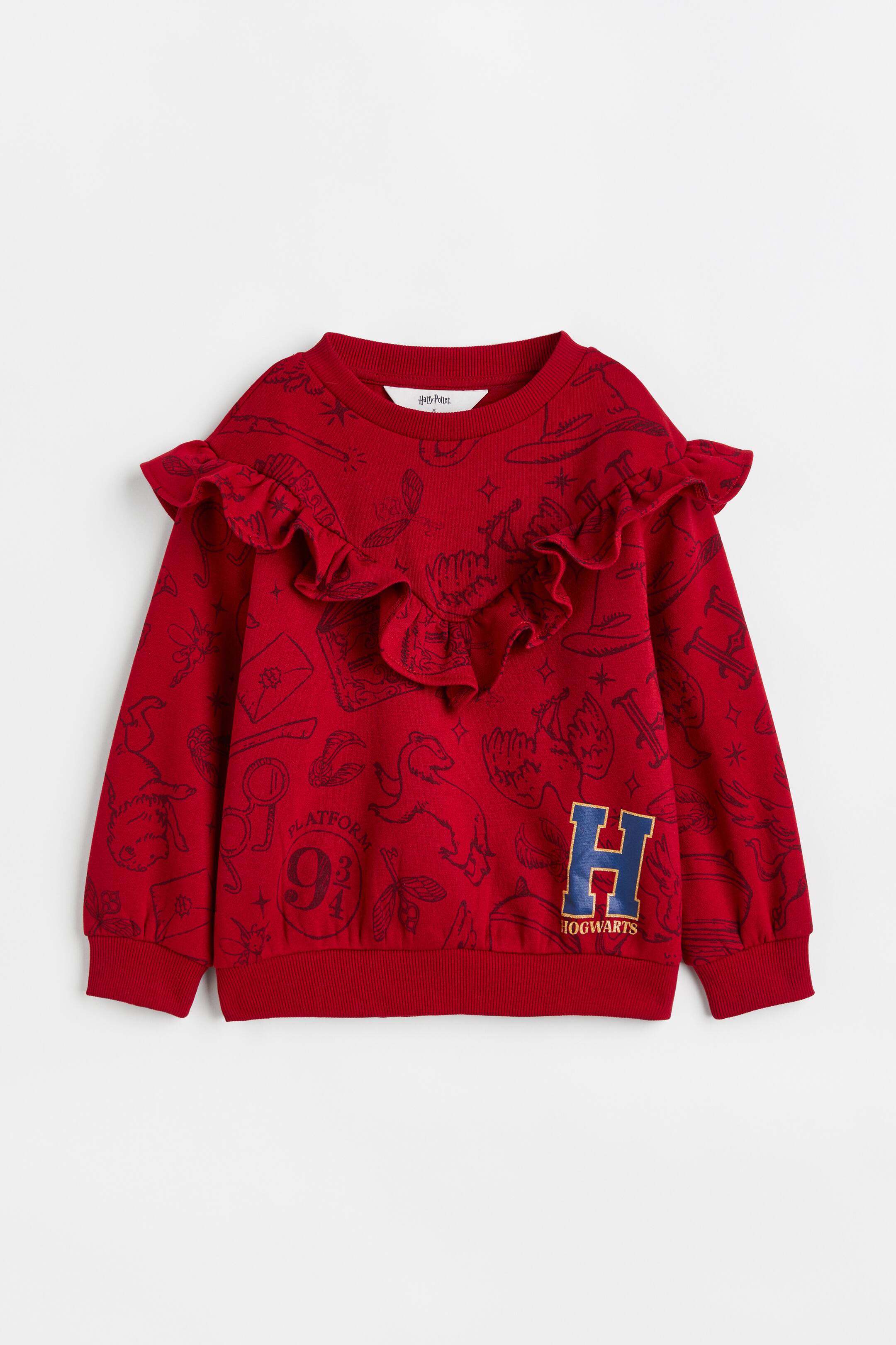 View larger image: Flounce-trimmed Sweatshirt - Red/Harry Potter - Kids | H&M PH 1