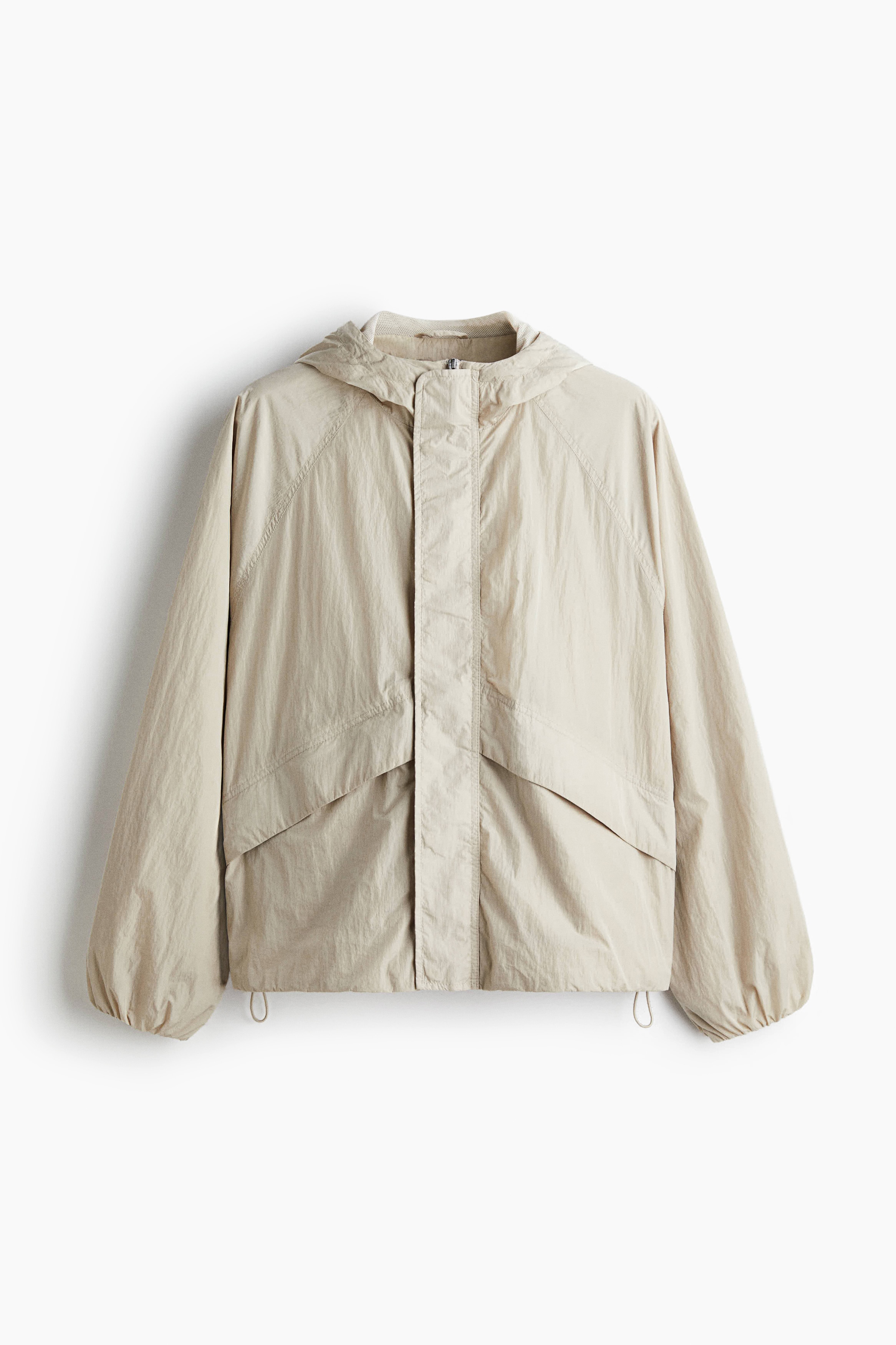 Loose-Fit Nylon Windbreaker - Light beige