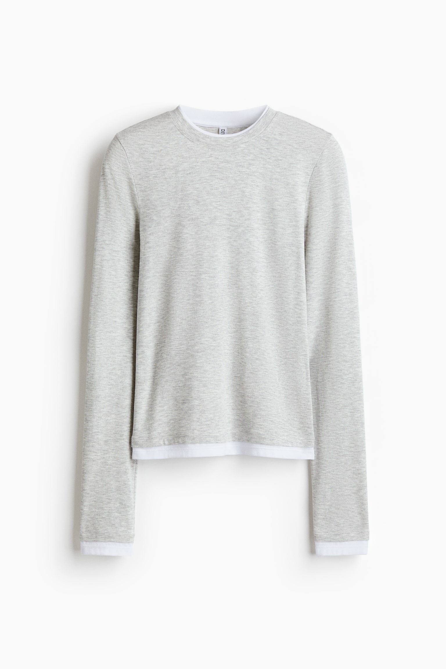 Layered-look top - Light grey marl/white/Light pink/White/Navy blue/White - 2