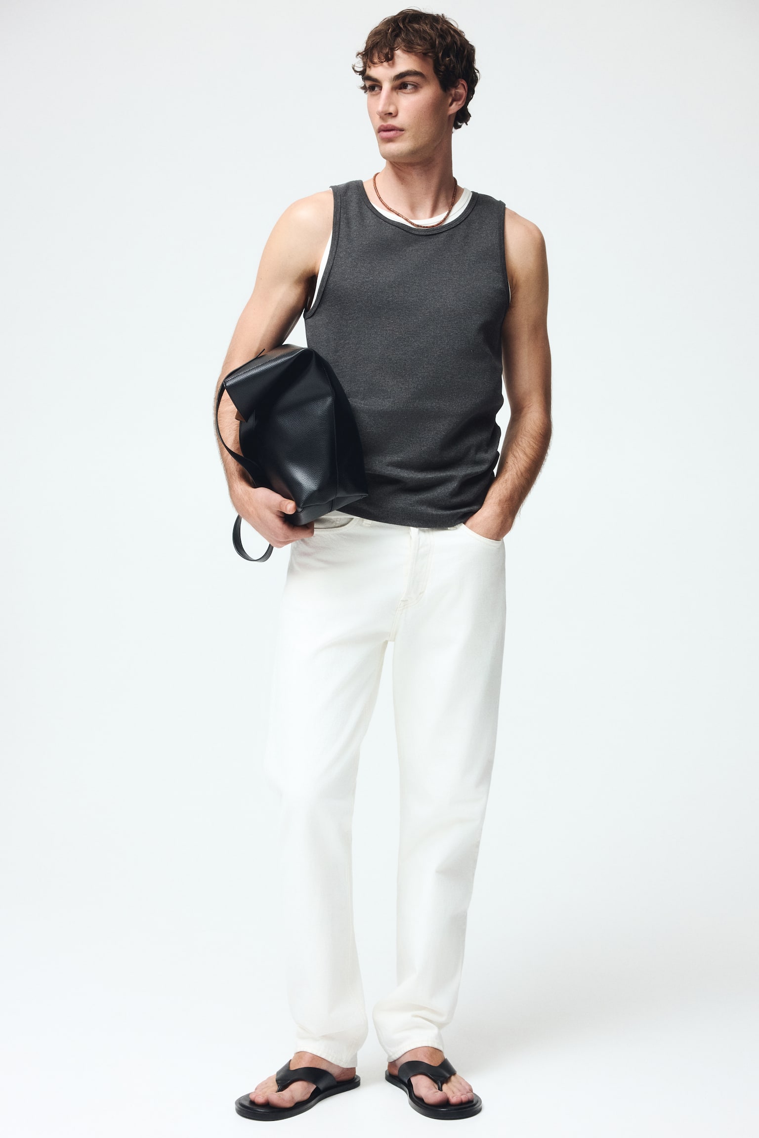 גופיית ריב Slim Fit-אפור כהה - 6
