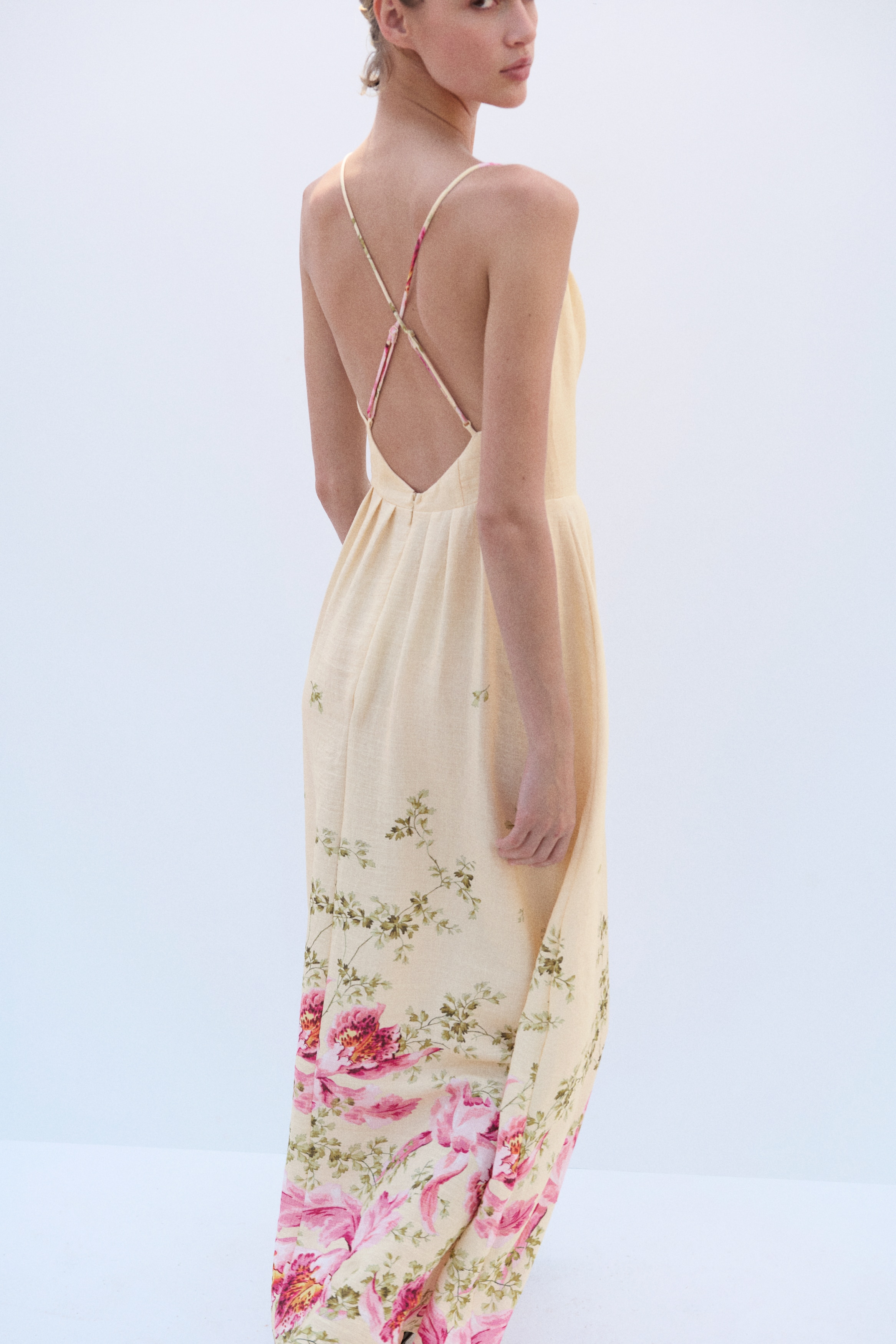 high neck halter satin dress Antonia Satin Cowl Halter Neck Rouched Floor Length Dress Nutmeg / 12 main image 1
