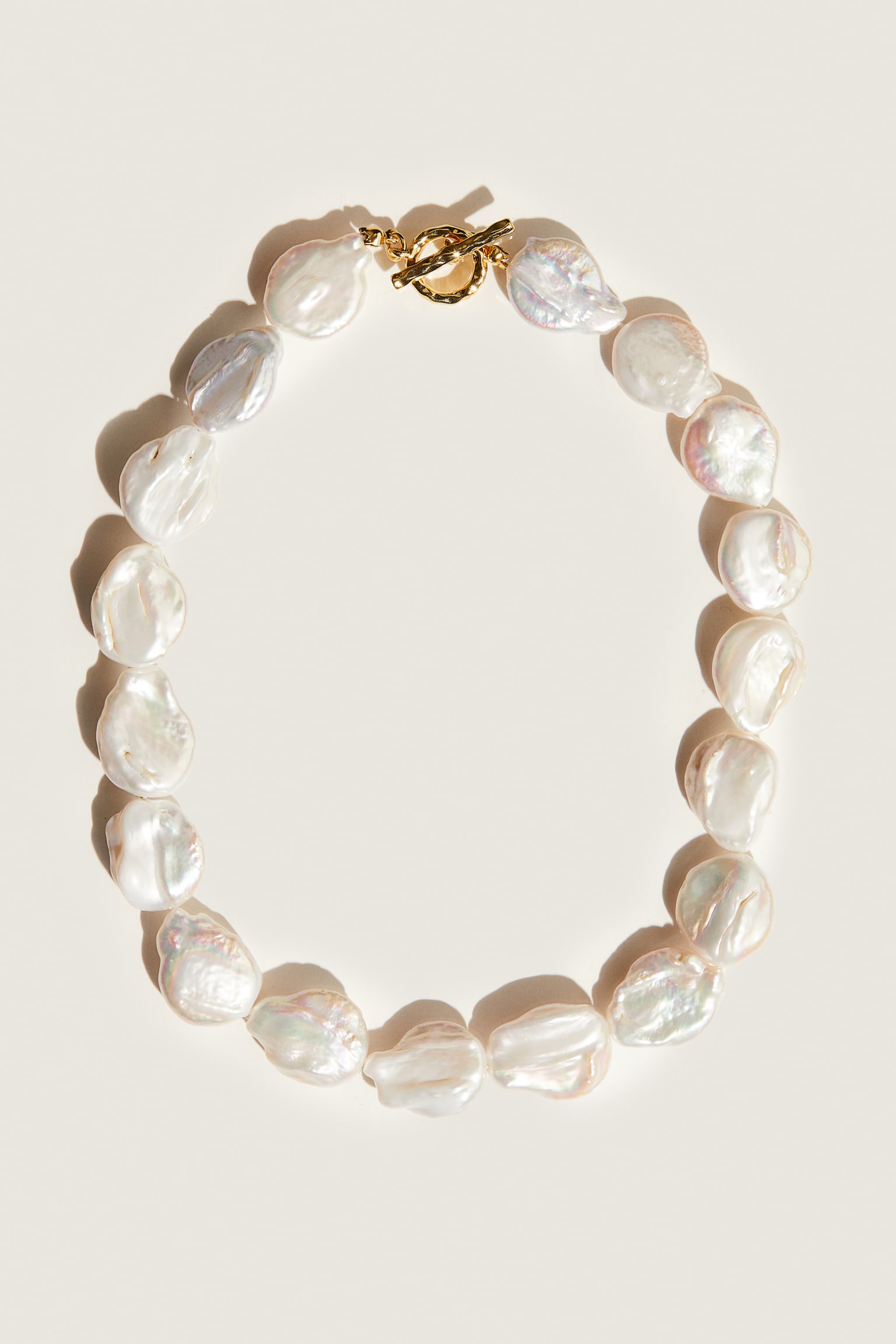 Gold-plated pearl necklace - White - 1