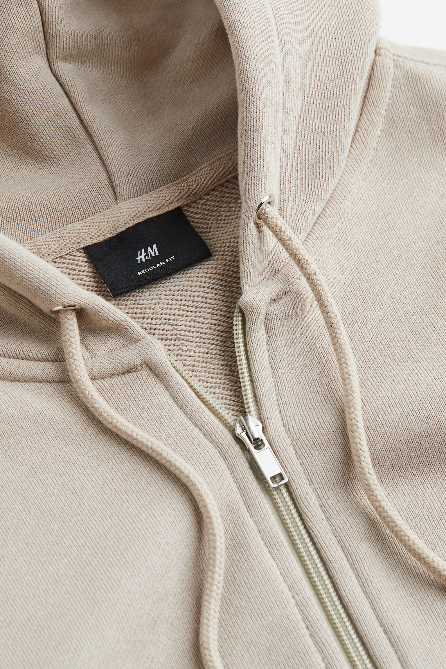 Regular Fit Zip Up Hoodie - Beige/Black/Green/Light grey marle - 2