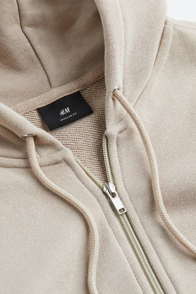 Regular Fit Zip-through hoodie - Beige/Black/Light grey marl/Green - 3
