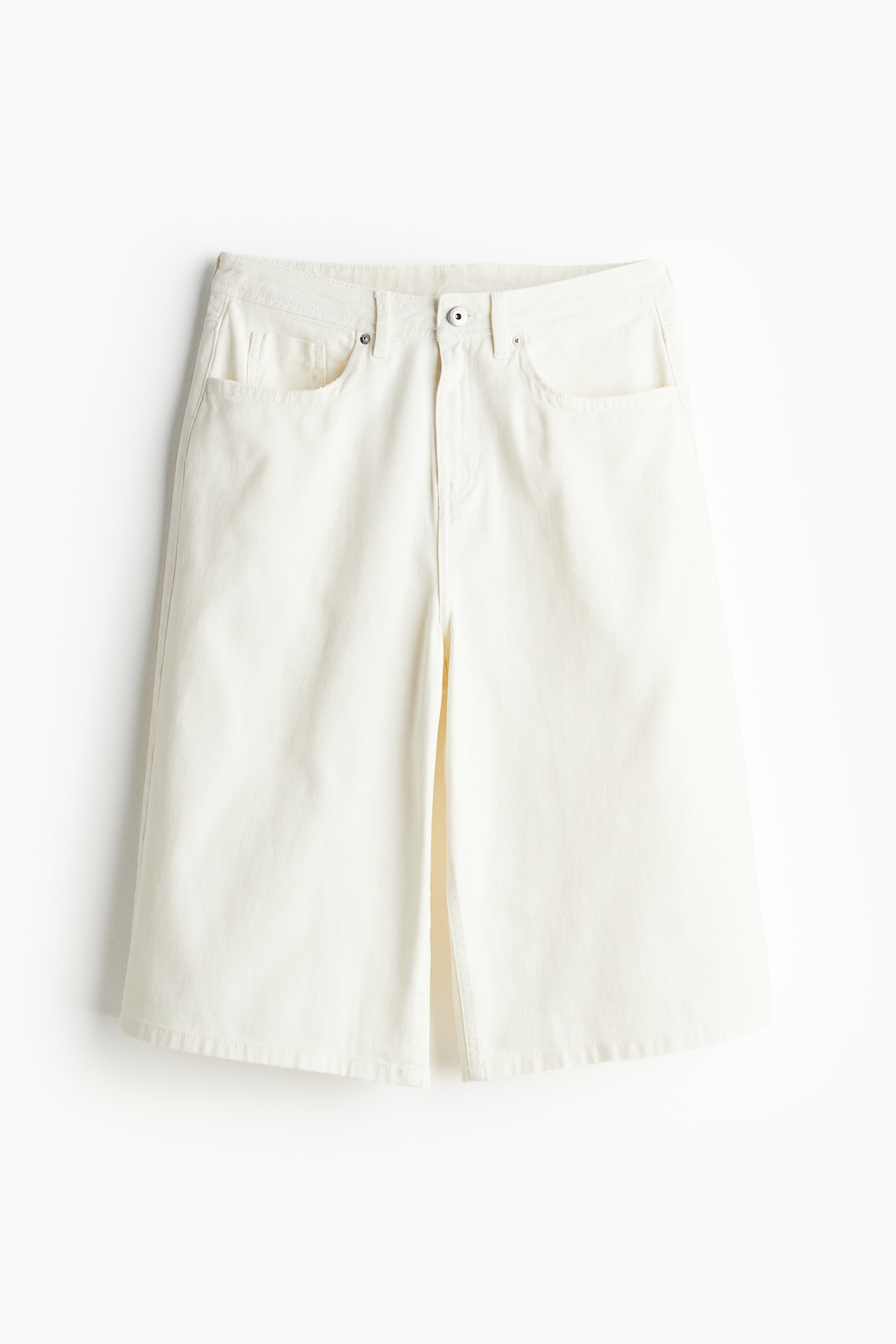 Knee Length Twill Shorts - Cream/Greige/Black - 2