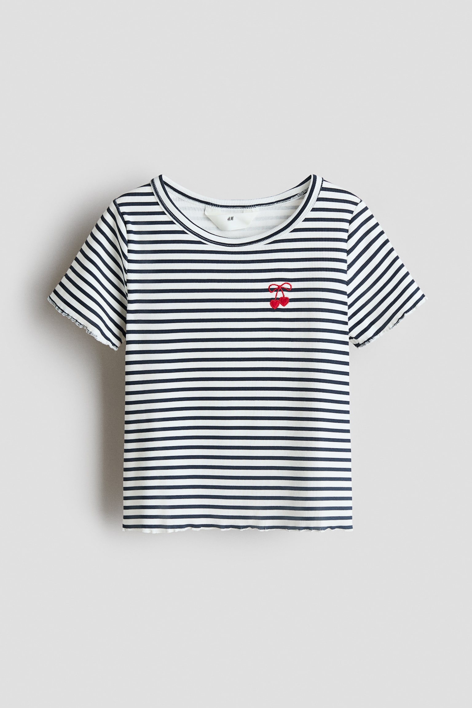 Ribbed jersey top - Navy blue/White striped/Light blue/Floral/Cream/Cherries