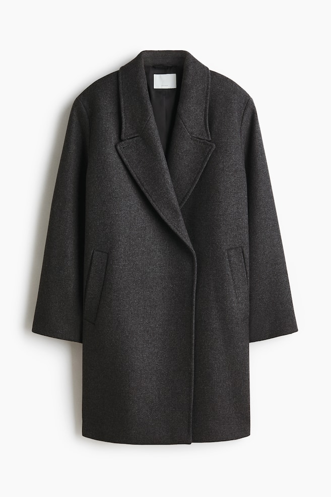 Oversized Wool-Blend Coat - Dark gray/Black - 1