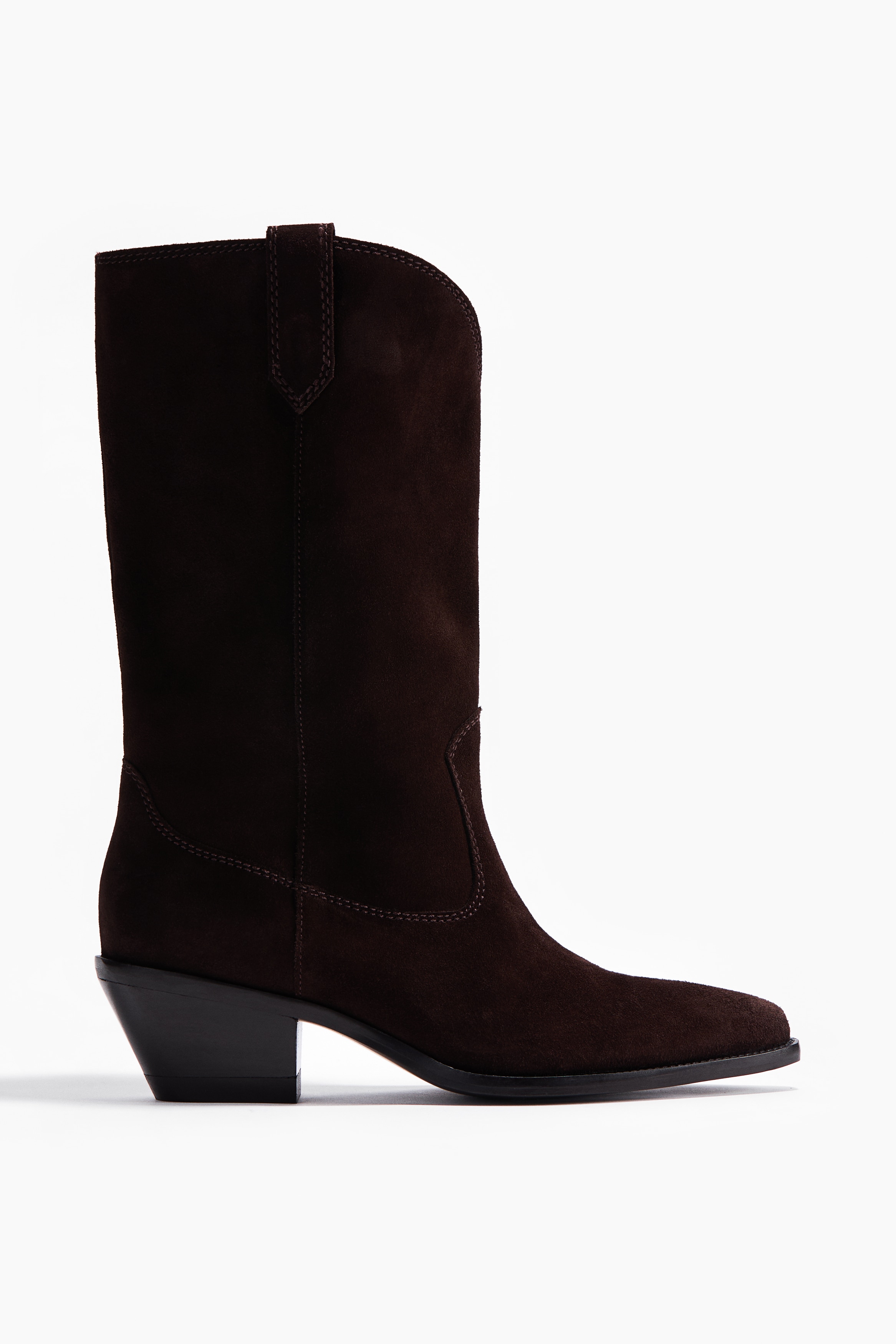 Halfhoge suède cowboyboots - Donkerbruin