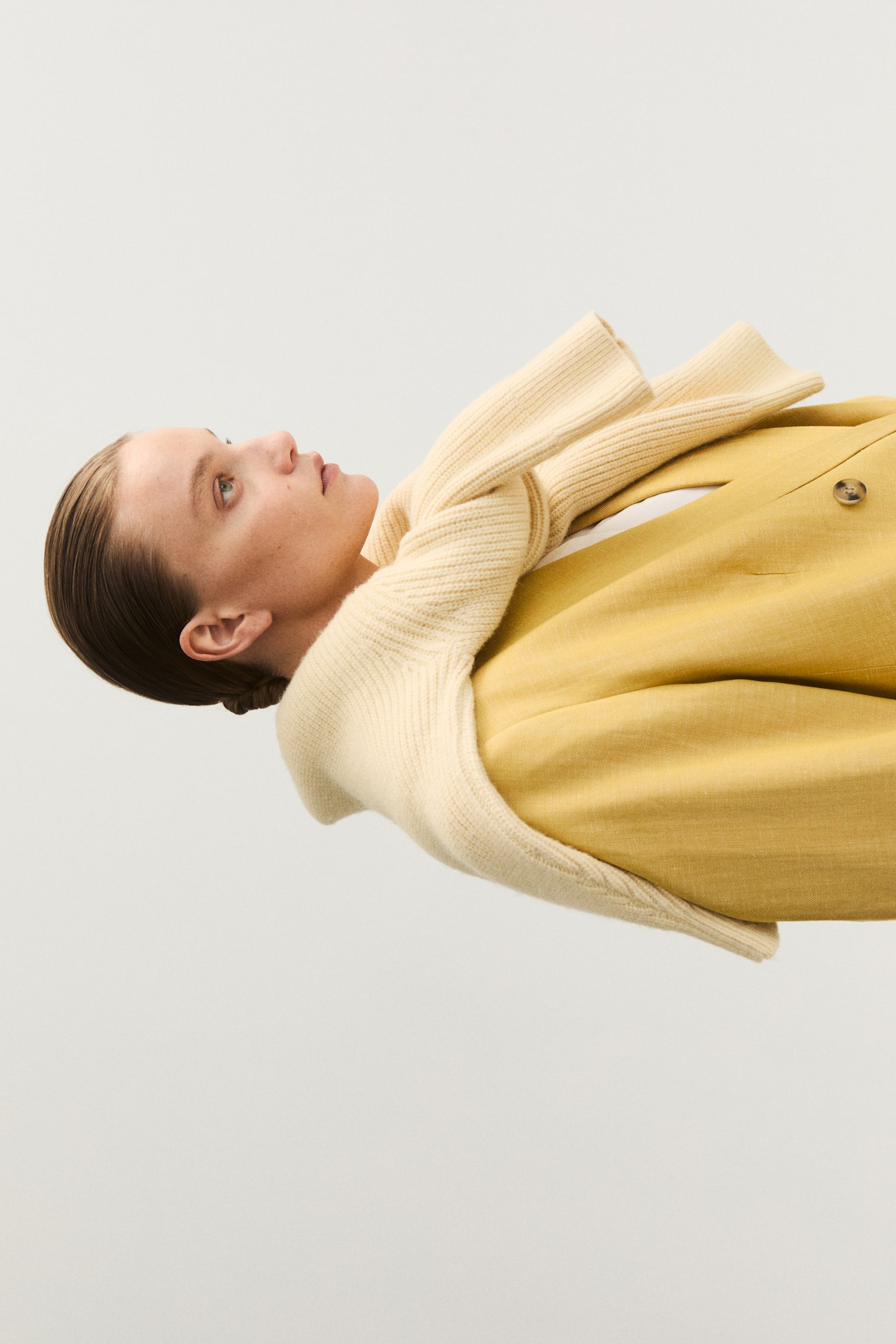 Double-breasted linen-blend blazer - Yellow - 6