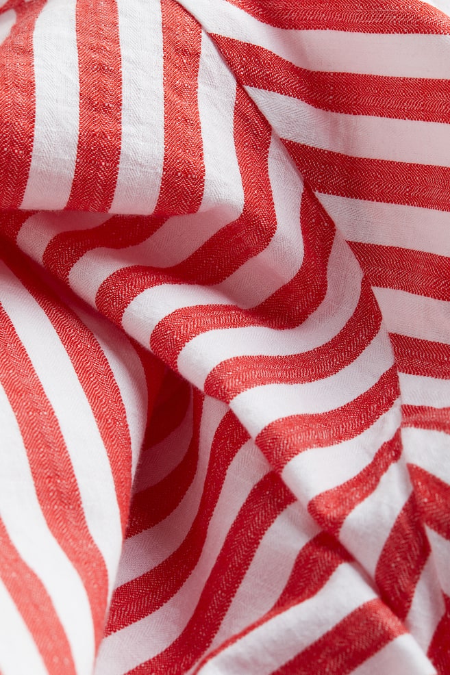 Halterneck cotton dress - Red/Striped - 4