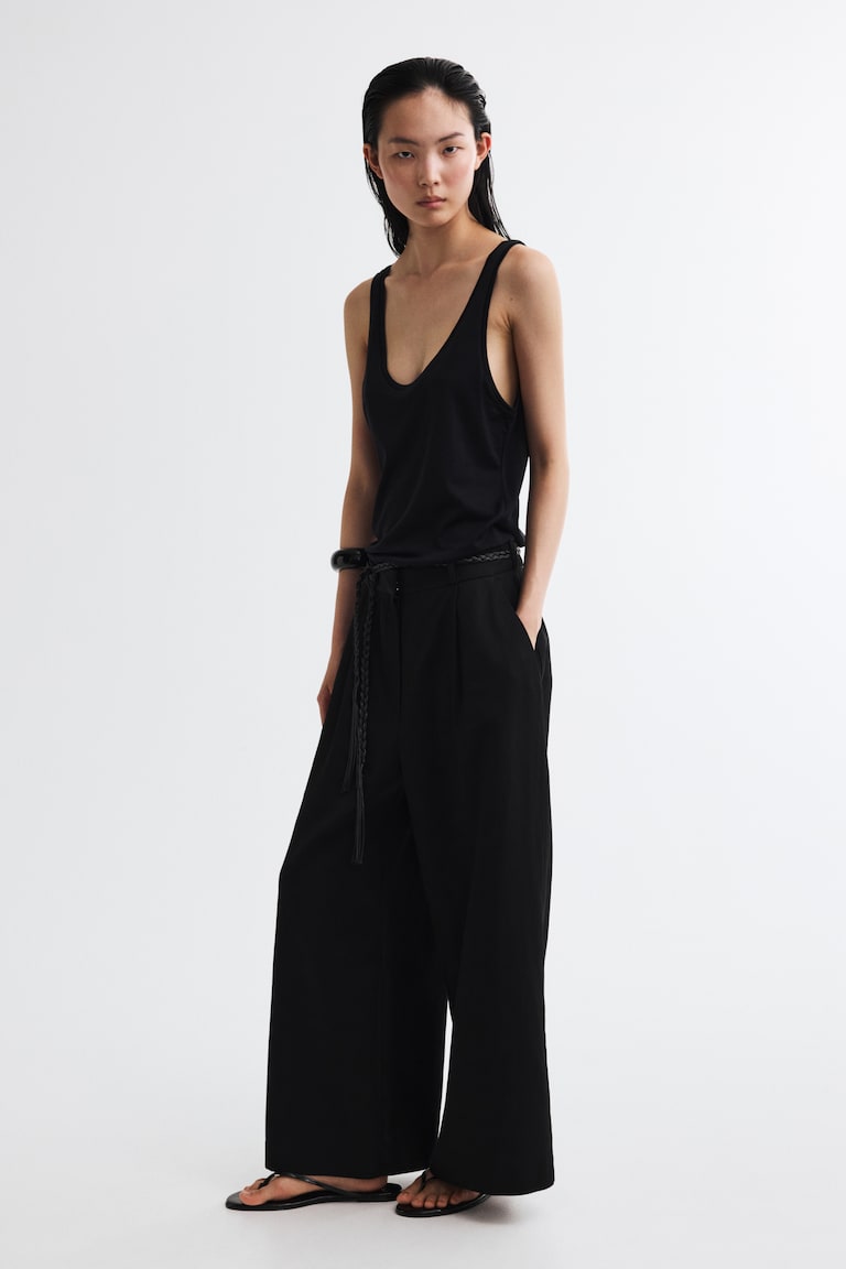 Pantalone od mešavine lana s pojasom za vezivanje