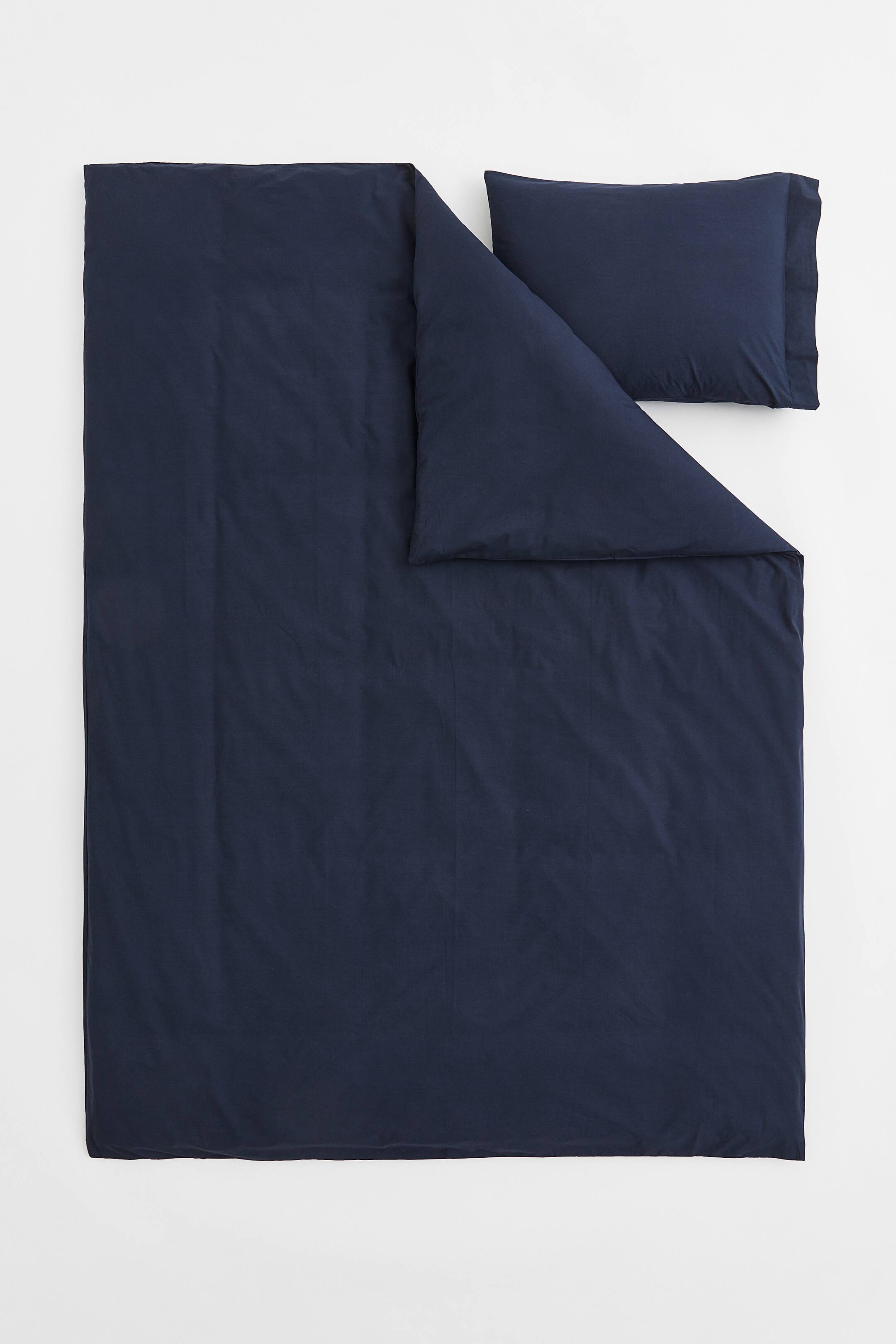 Cotton Percale Twin Duvet Cover Set Dark blue Home All H&M US