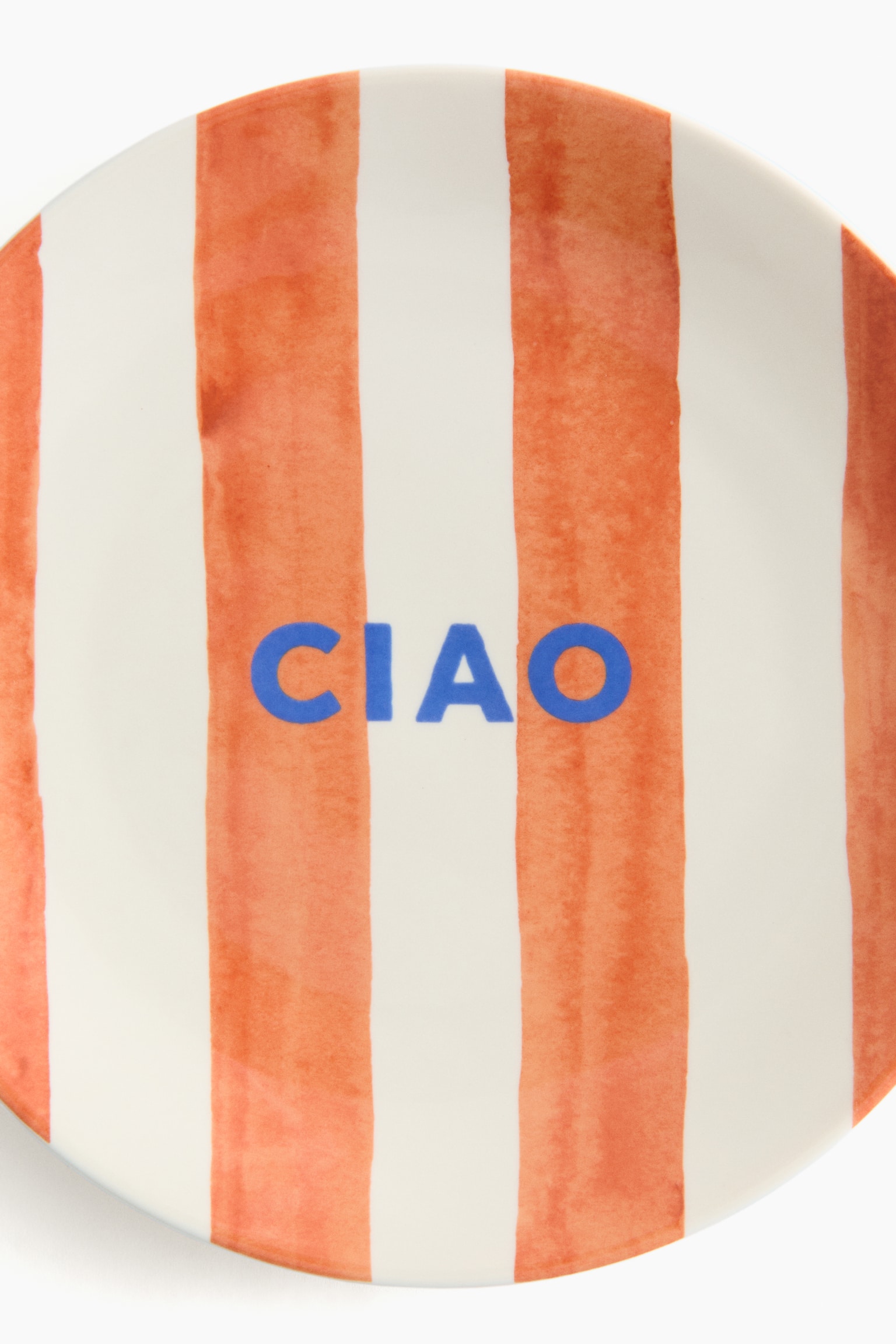 Text-motif porcelain medium plate - Orange/Ciao/Blue/Ciao/White/Buon Appetito/Green/Ciao - 2