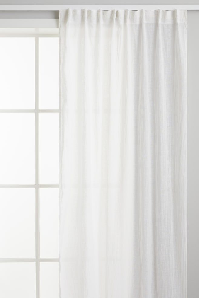 2-pack linen-blend curtains - Vit/Ljus gråbeige/Antracitgrå - 1
