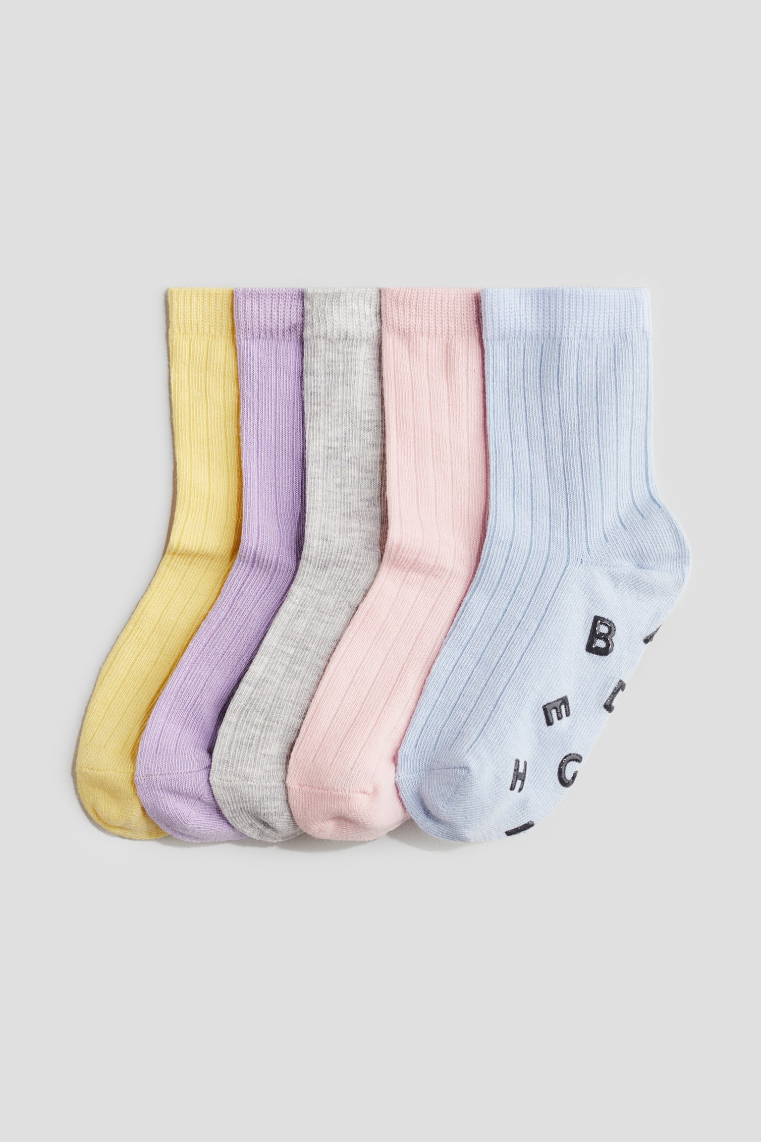 5-pack anti-slip socks - Light blue/Light pink/Dusty green/Grey - 1