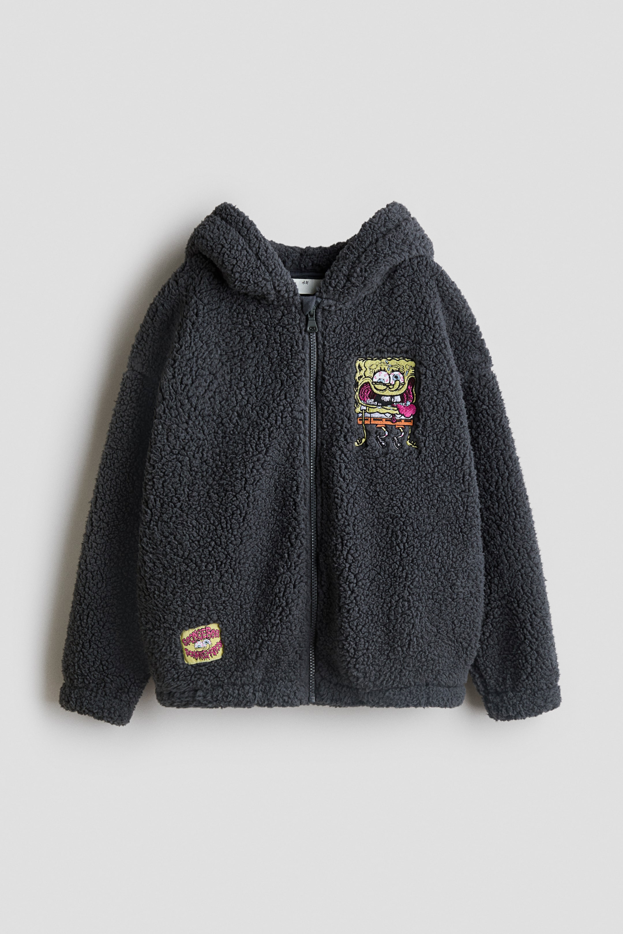 View larger image: Teddy zip-through hoodie - Dark grey/SpongeBob - Kids | H&M 1