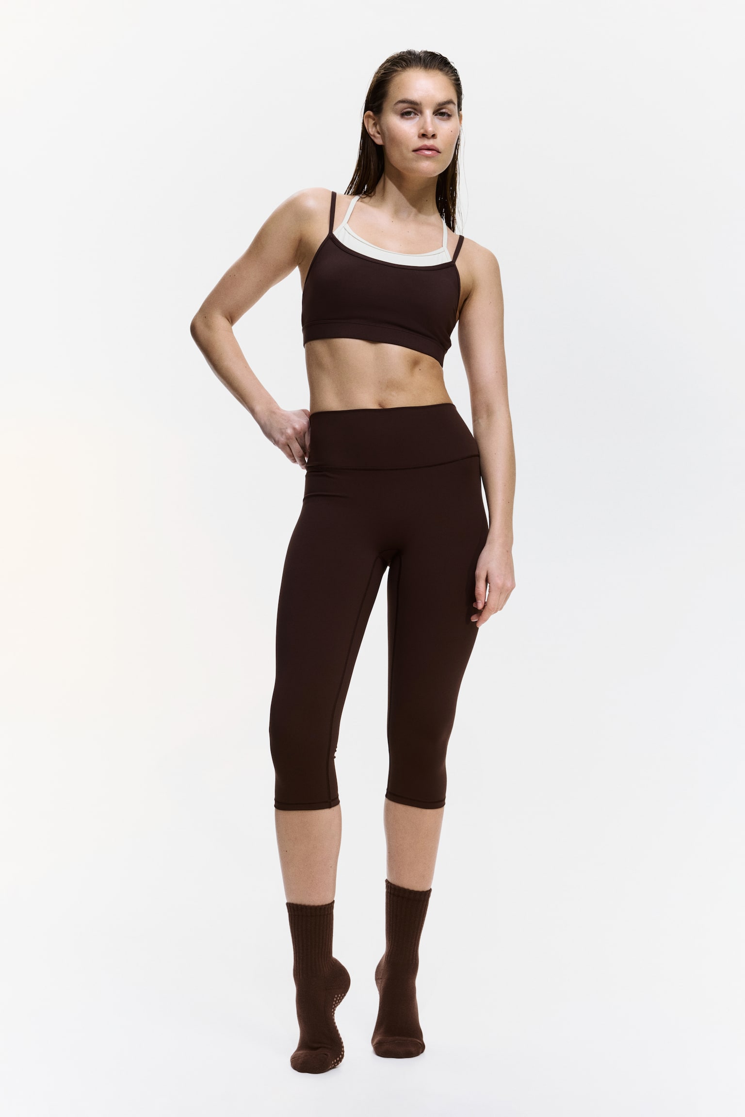 Sports bra with SoftMove™ - Warm brown/Butter yellow/Light truffle/Colour block/Moss green - 3
