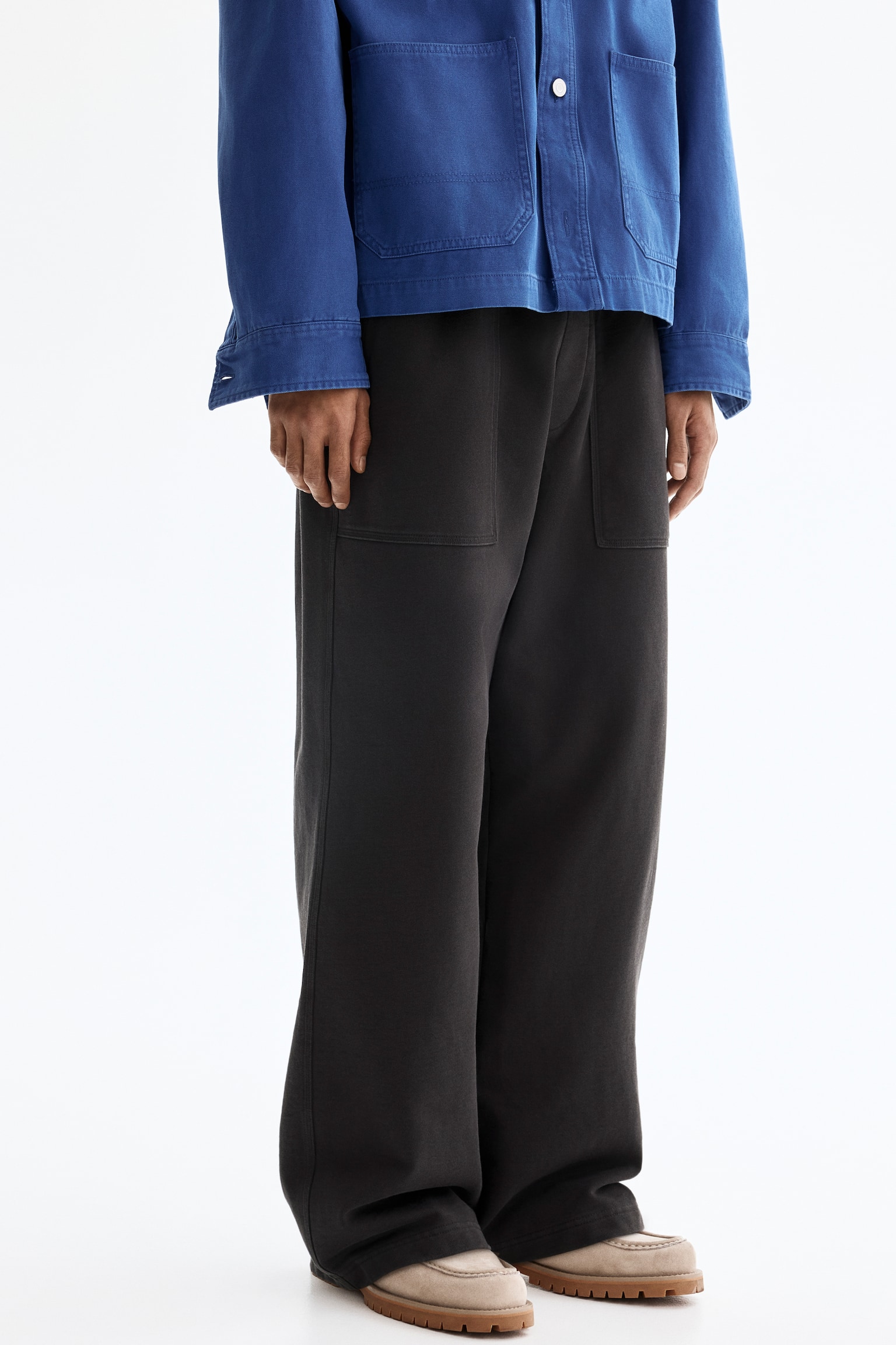 Relaxed Fit Cotton joggers - Dark grey/Dark beige - 4