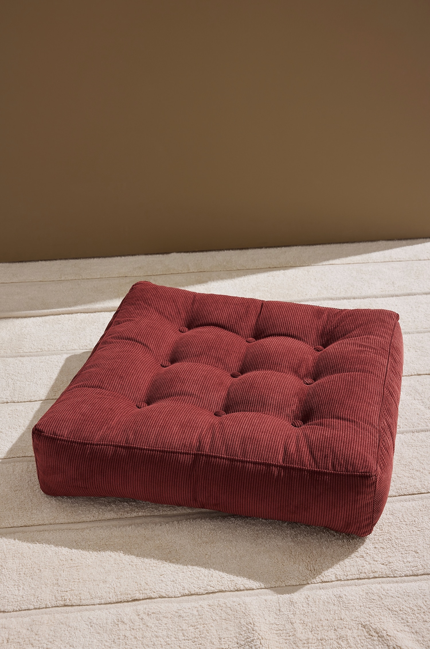 Coussin De Sol En Velours Côtelé Luca - Bordeaux Manchester/Cannelle/Couleur Crème