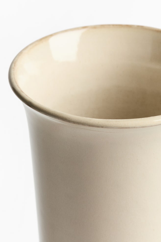 Grand vase en terre cuite avec glaçure réactive - Beige clair - 3
